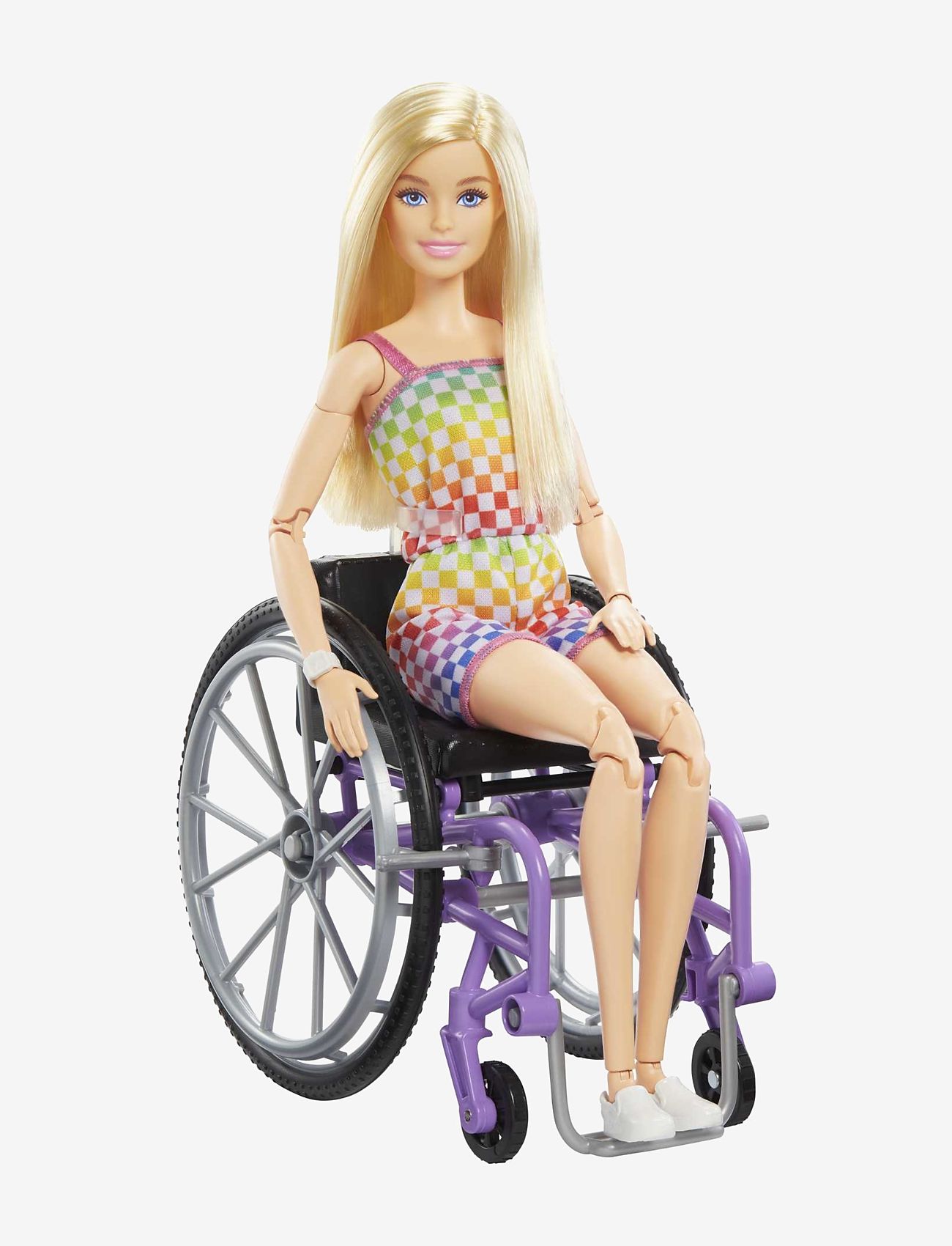 Barbie - Fashionistas Doll #194 with Wheelchair & Ramp, Blond Hair, Rainbow Dress & Accessories - dockor - multi color - 1