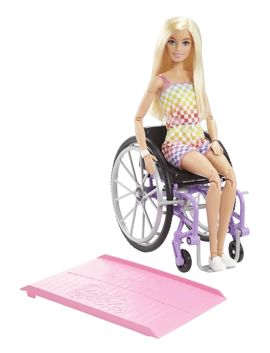 Barbie - Fashionistas Doll #194 with Wheelchair & Ramp, Blond Hair, Rainbow Dress & Accessories - puppen - multi color - 1