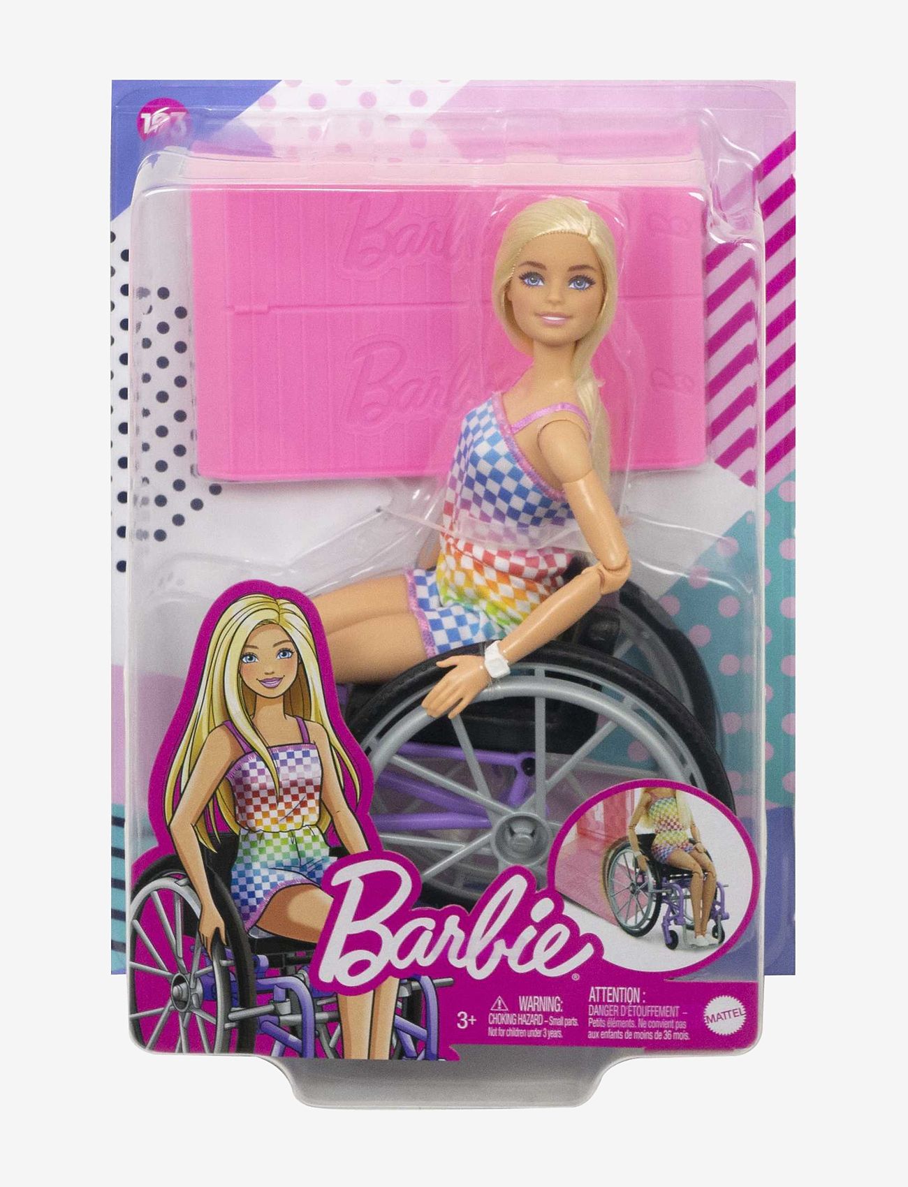Barbie - Fashionistas Doll #194 with Wheelchair & Ramp, Blond Hair, Rainbow Dress & Accessories - dockor - multi color - 2