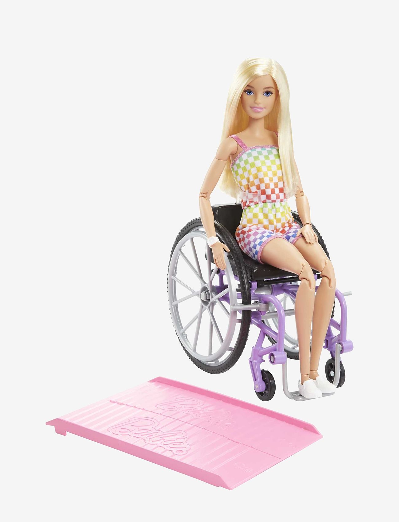 Barbie - Fashionistas Doll #194 with Wheelchair & Ramp, Blond Hair, Rainbow Dress & Accessories - dockor - multi color - 3