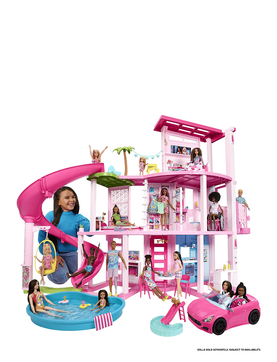 Barbie - Dreamhouse Adventures Dreamhouse, 75+ Pieces, Pool Party Doll House with 3 Story Slide - multi color - 0