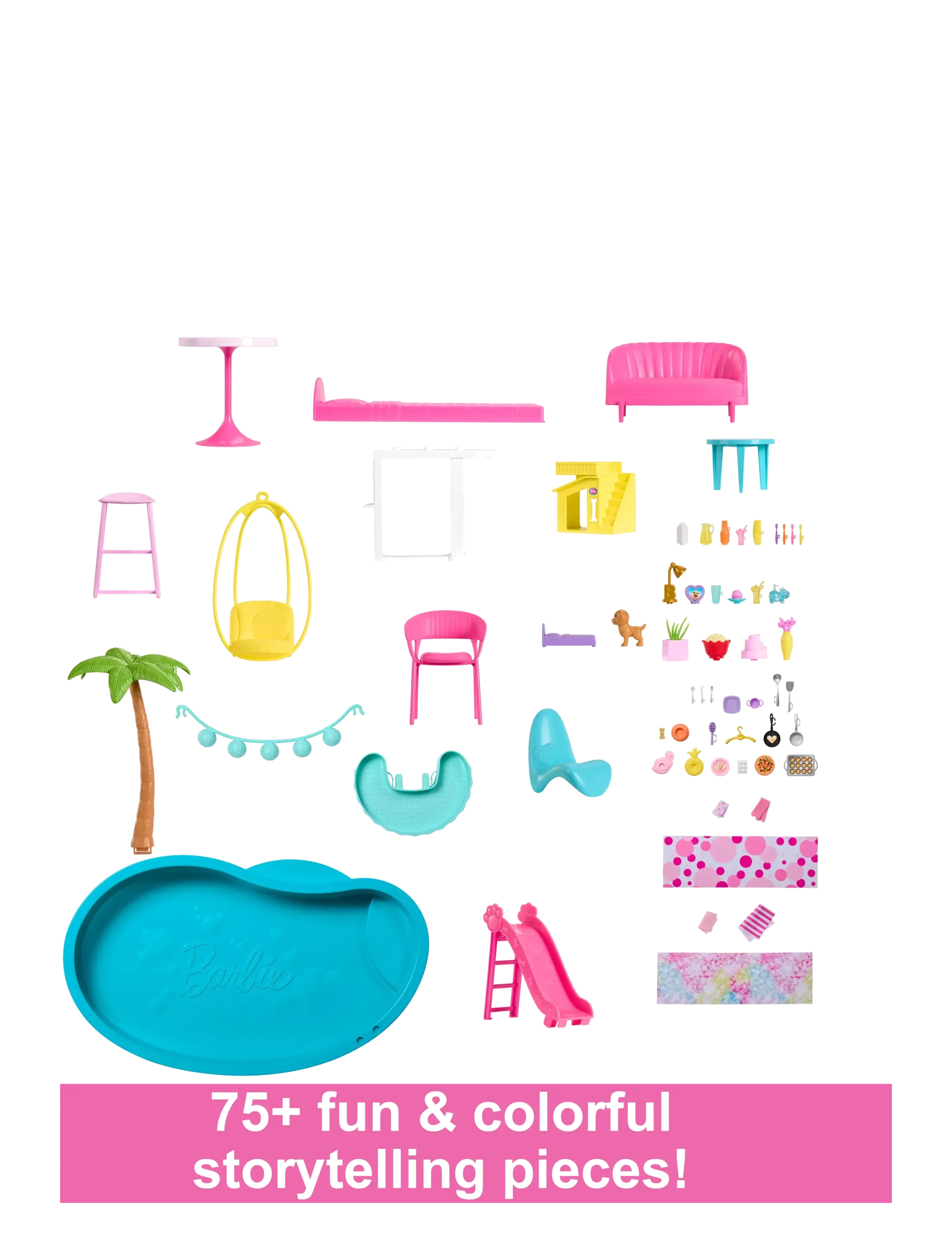 Barbie - Dreamhouse Adventures Dreamhouse, 75+ Pieces, Pool Party Doll House with 3 Story Slide - multi color - 5