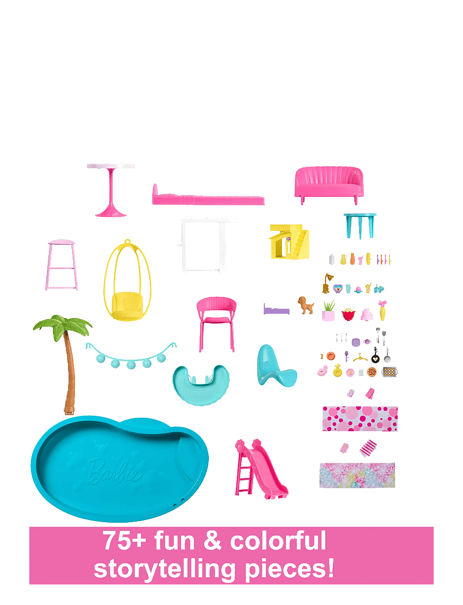 Barbie - Dreamhouse Adventures Dreamhouse, 75+ Pieces, Pool Party Doll House with 3 Story Slide - multi color - 5