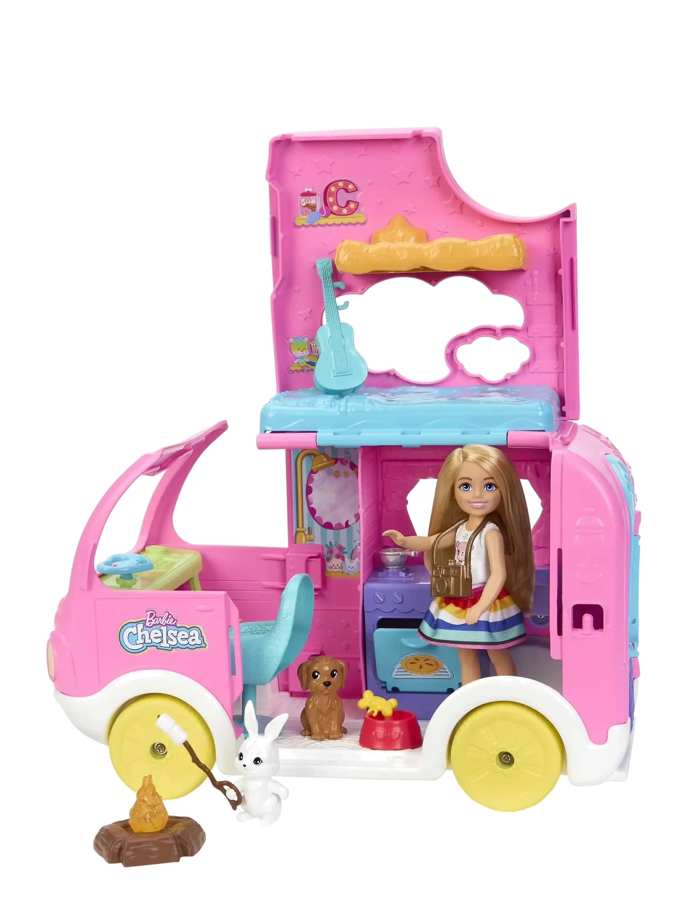 Barbie - Chelsea 2-in-1 Camper Playset with Small Doll, 2 Pets & 15 Accessories - multi color - 1