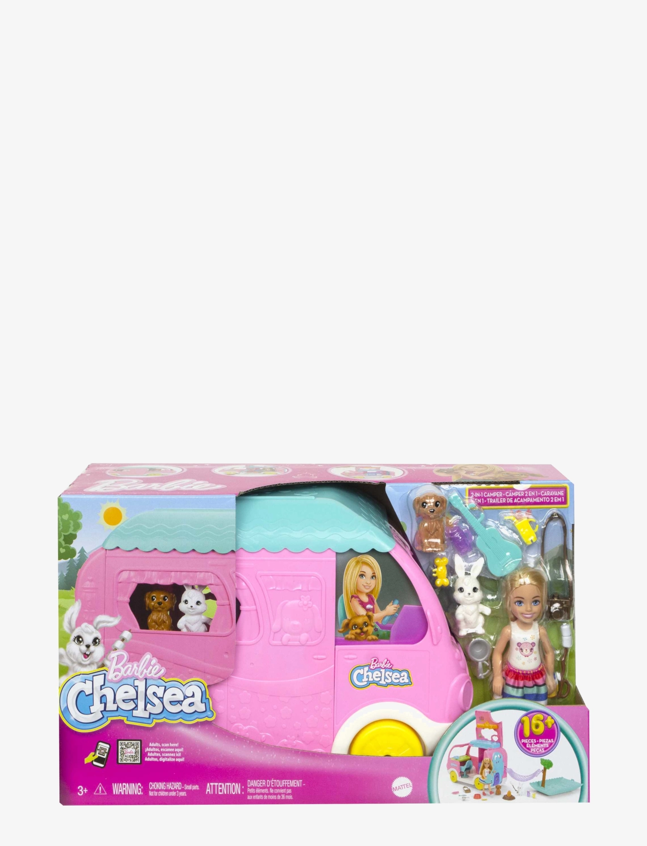 Barbie - Chelsea 2-in-1 Camper Playset with Small Doll, 2 Pets & 15 Accessories - multi color - 2