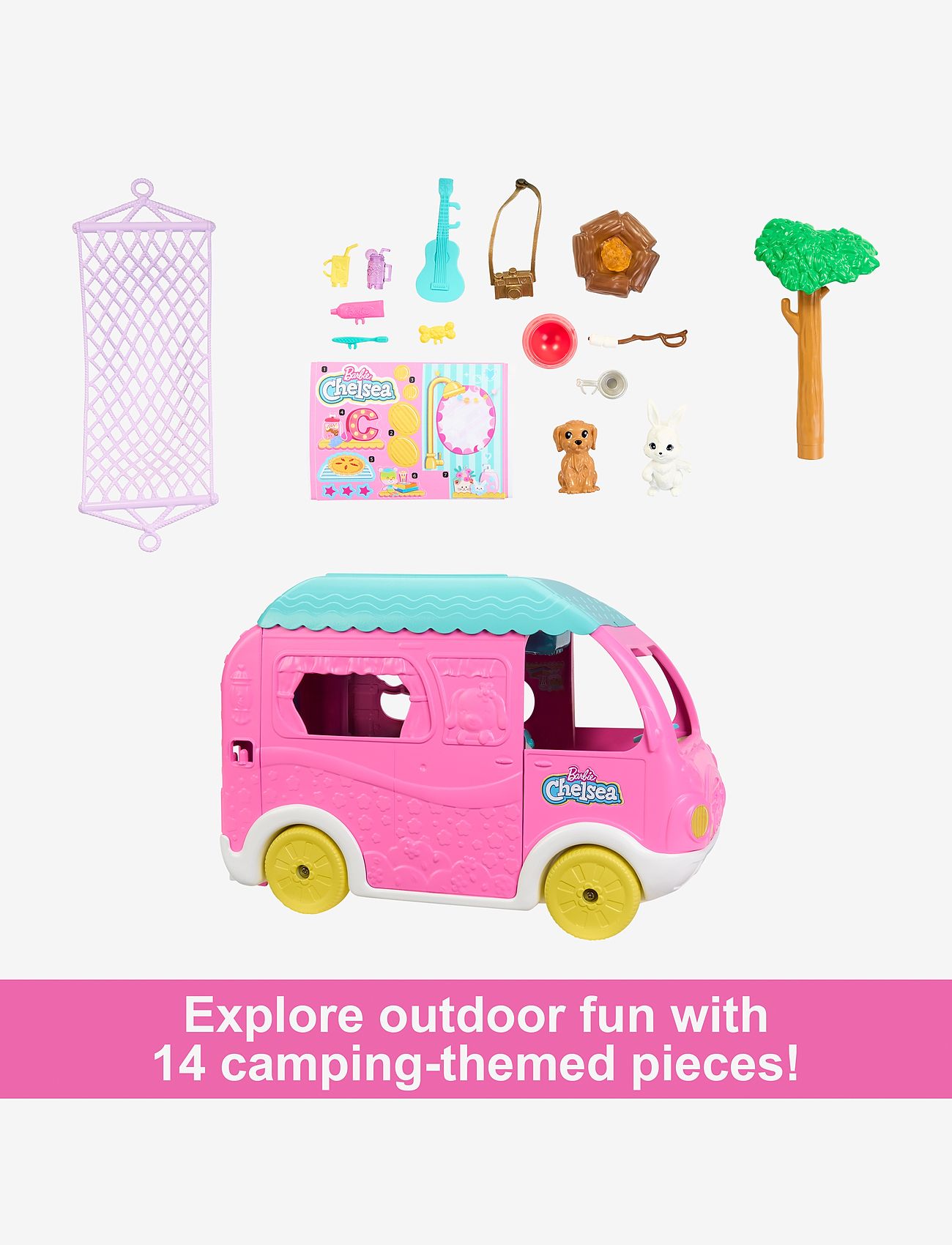 Barbie - Chelsea 2-in-1 Camper Playset with Small Doll, 2 Pets & 15 Accessories - multi color - 3