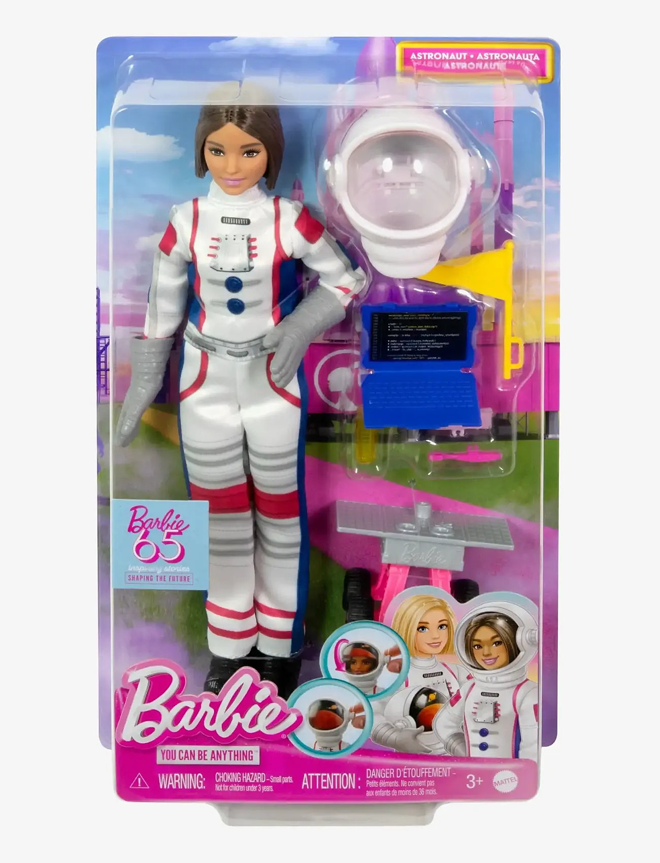 Barbie - 65th Anniversary Doll & 10 Accessories, Astronaut Set with Brunette Doll - laveste priser - multicolor - 5