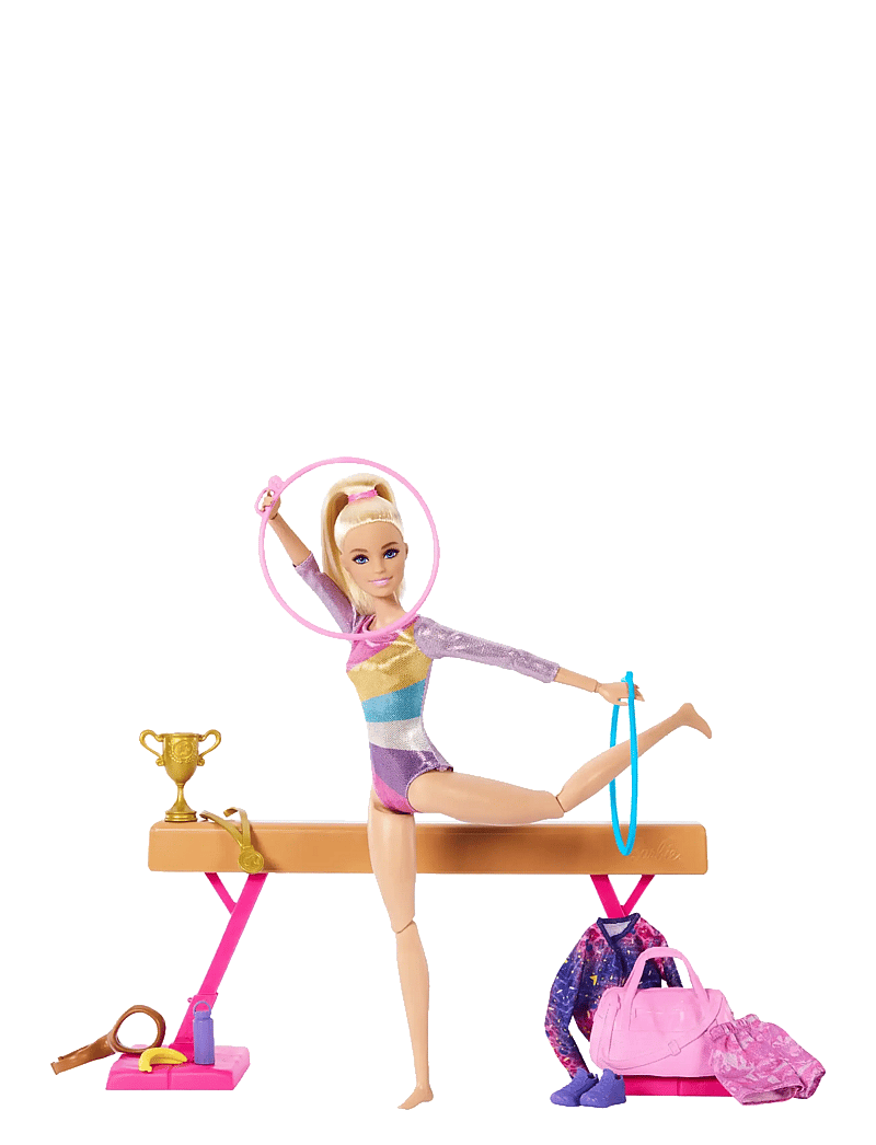 Barbie - Gymnastics Playset with Blonde Fashion Doll, Balance Beam, 10+ Accessories & Flip Feature - puppen - multicolor - 0