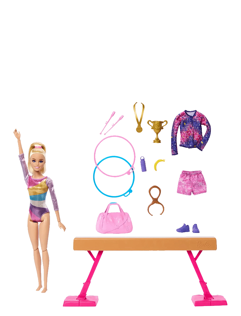 Barbie - Gymnastics Playset with Blonde Fashion Doll, Balance Beam, 10+ Accessories & Flip Feature - puppen - multicolor - 1