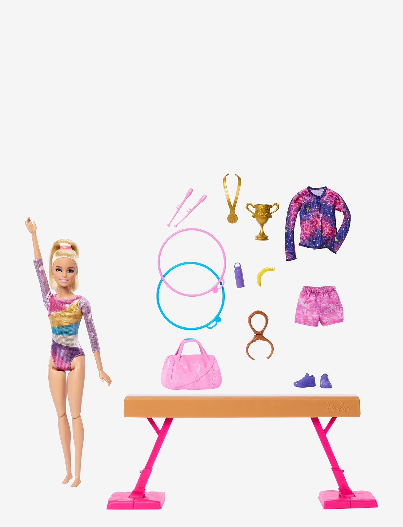 Barbie - Gymnastics Playset with Blonde Fashion Doll, Balance Beam, 10+ Accessories & Flip Feature - dukker - multicolor - 4
