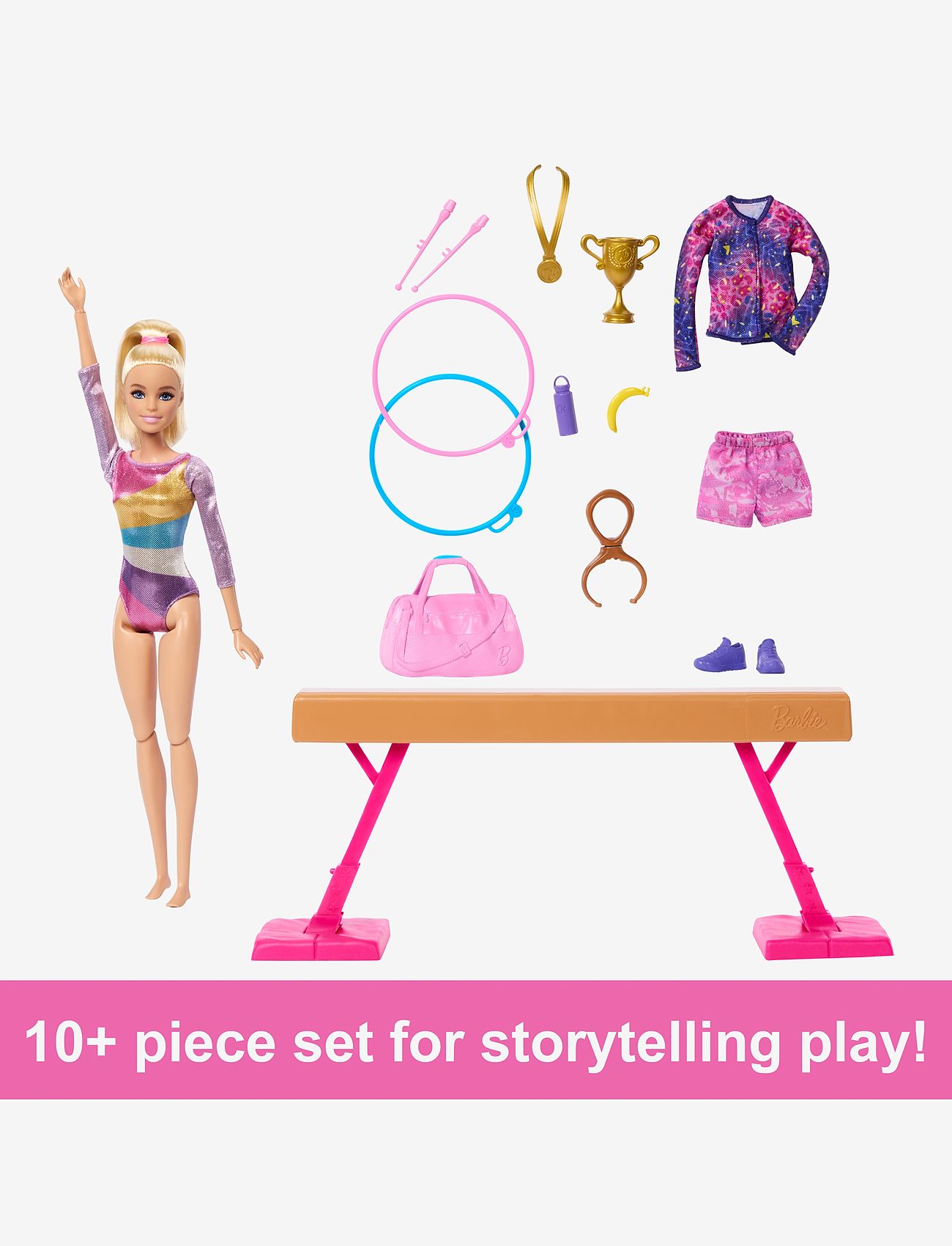 Barbie - Gymnastics Playset with Blonde Fashion Doll, Balance Beam, 10+ Accessories & Flip Feature - dukker - multicolor - 5
