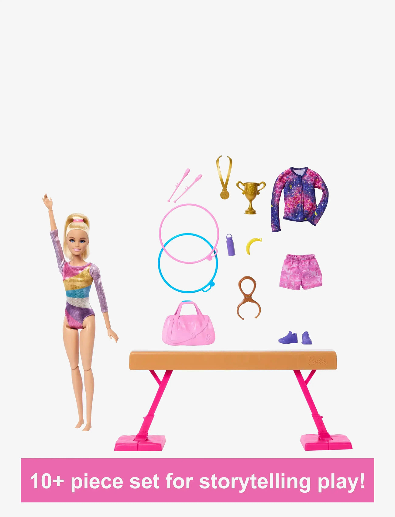 Barbie - Gymnastics Playset with Blonde Fashion Doll, Balance Beam, 10+ Accessories & Flip Feature - puppen - multicolor - 5