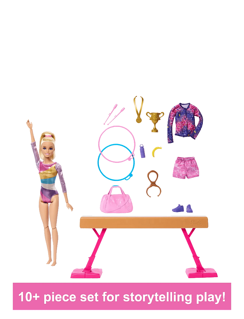 Barbie - Gymnastics Playset with Blonde Fashion Doll, Balance Beam, 10+ Accessories & Flip Feature - puppen - multicolor - 5