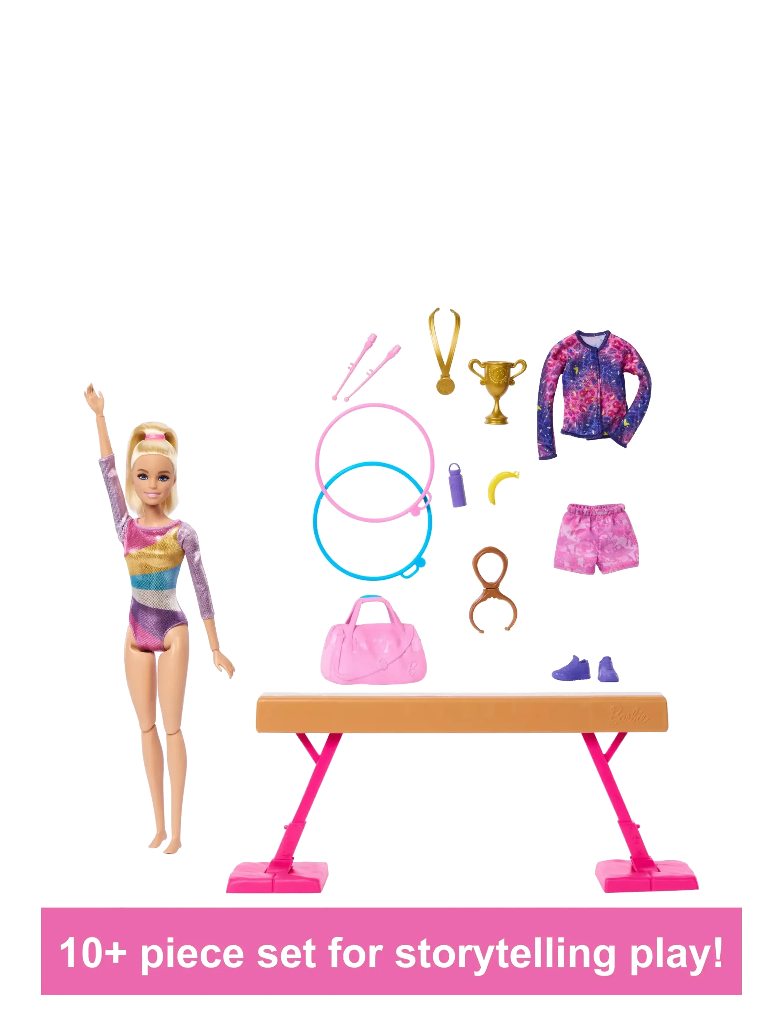 Barbie - Gymnastics Playset with Blonde Fashion Doll, Balance Beam, 10+ Accessories & Flip Feature - nuket - multicolor - 5