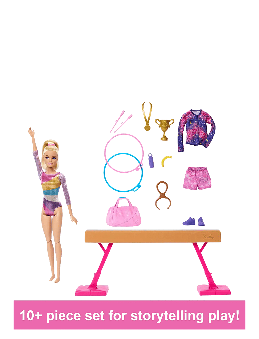 Barbie - Gymnastics Playset with Blonde Fashion Doll, Balance Beam, 10+ Accessories & Flip Feature - nukud - multicolor - 5