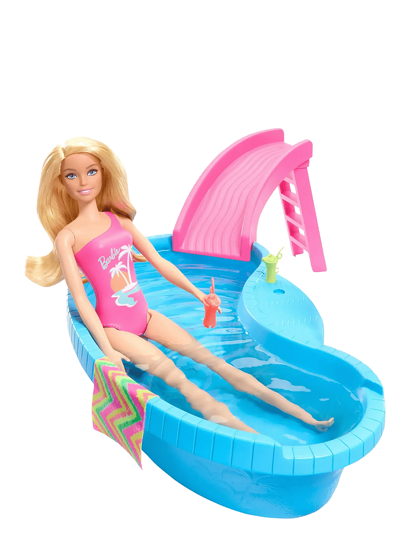 Barbie - Doll and Pool Playset, Blonde with Pool, Slide, Towel and Drink Accessories - die niedrigsten preise - multi color - 1