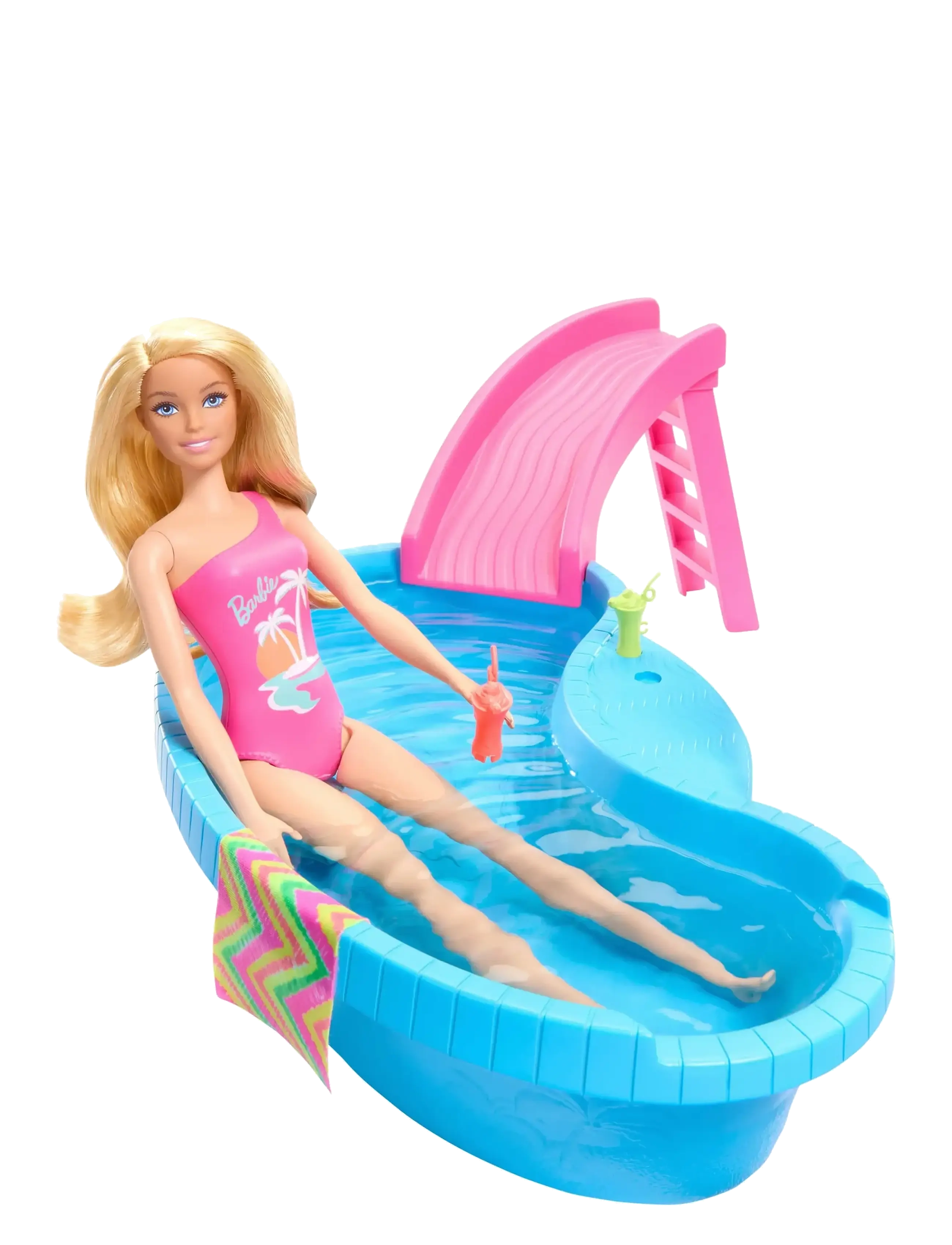 Barbie - Doll and Pool Playset, Blonde with Pool, Slide, Towel and Drink Accessories - die niedrigsten preise - multi color - 1