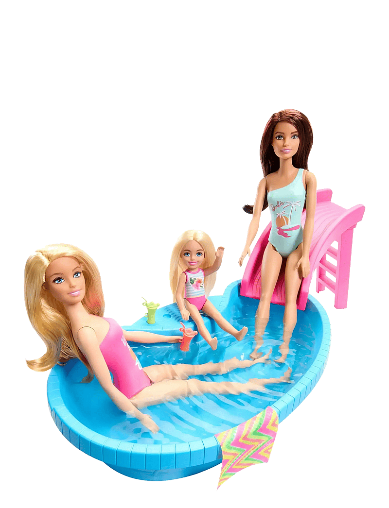 Barbie - Doll and Pool Playset, Blonde with Pool, Slide, Towel and Drink Accessories - die niedrigsten preise - multi color - 3