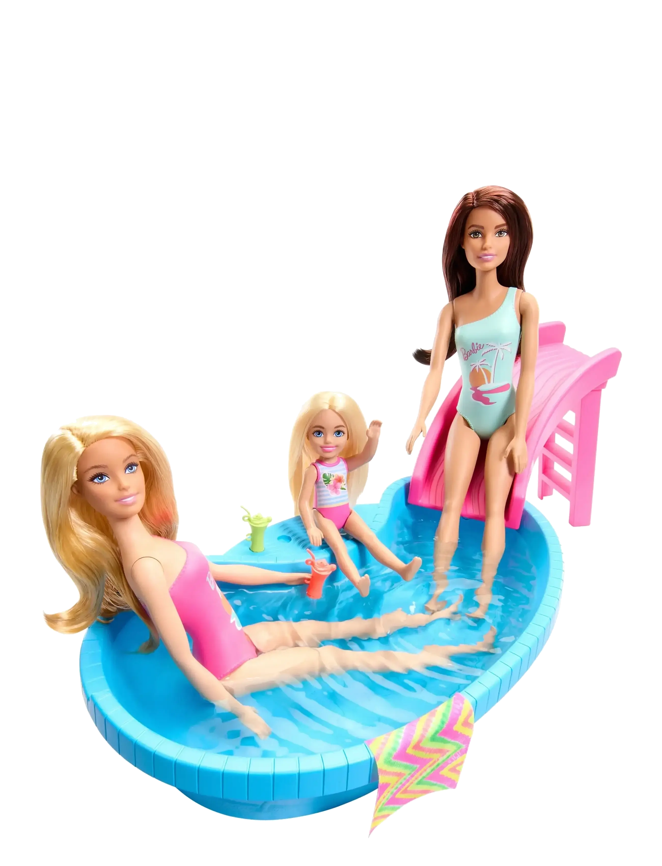 Barbie - Doll and Pool Playset, Blonde with Pool, Slide, Towel and Drink Accessories - die niedrigsten preise - multi color - 3