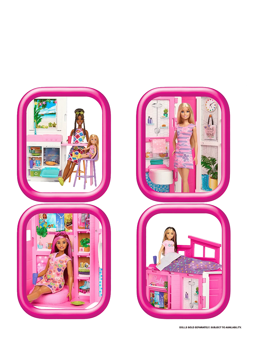 Barbie - Getaway Doll House with Doll, 4 Play Areas and 11 Decor Accessories - puppenhaus-zubehör - multi color - 2