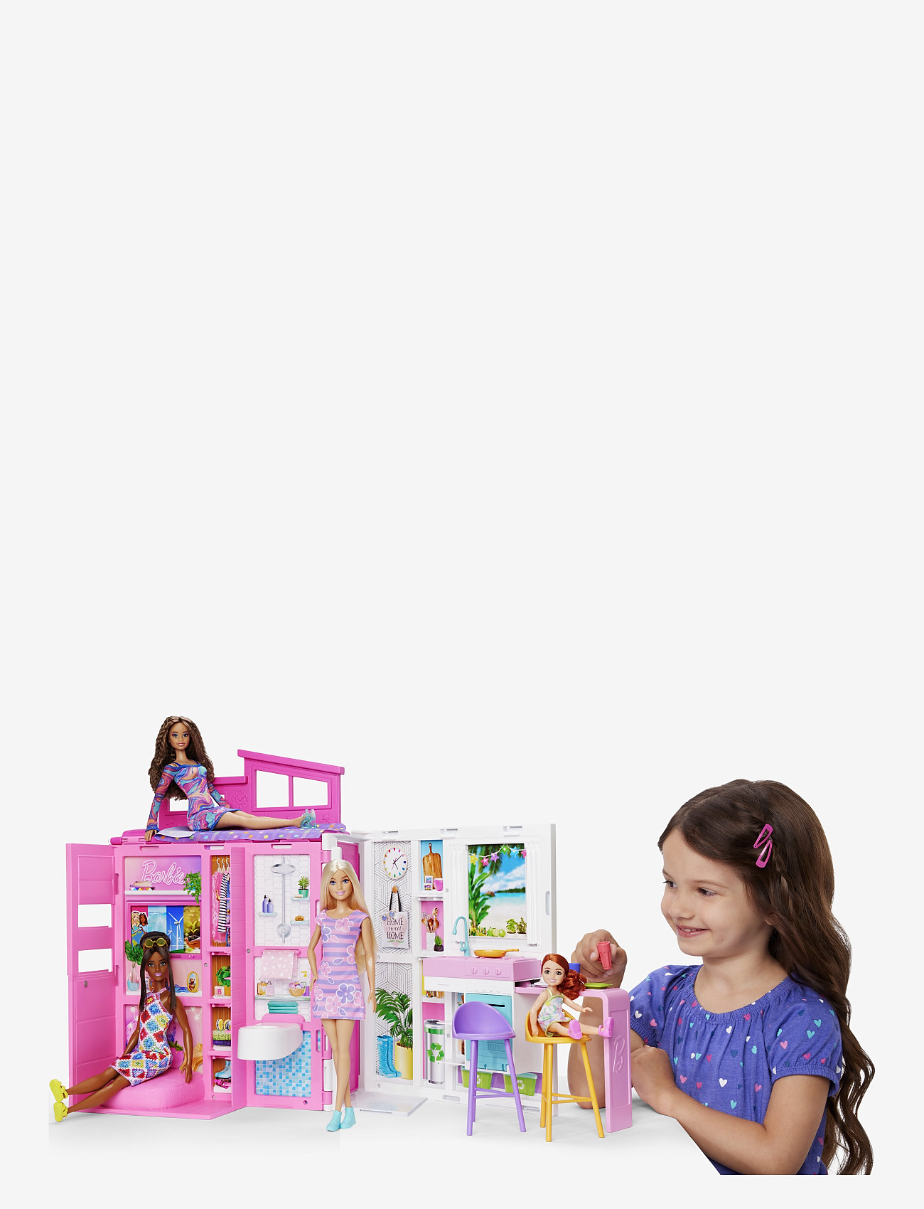 Barbie - Getaway Doll House with Doll, 4 Play Areas and 11 Decor Accessories - multi color - 3