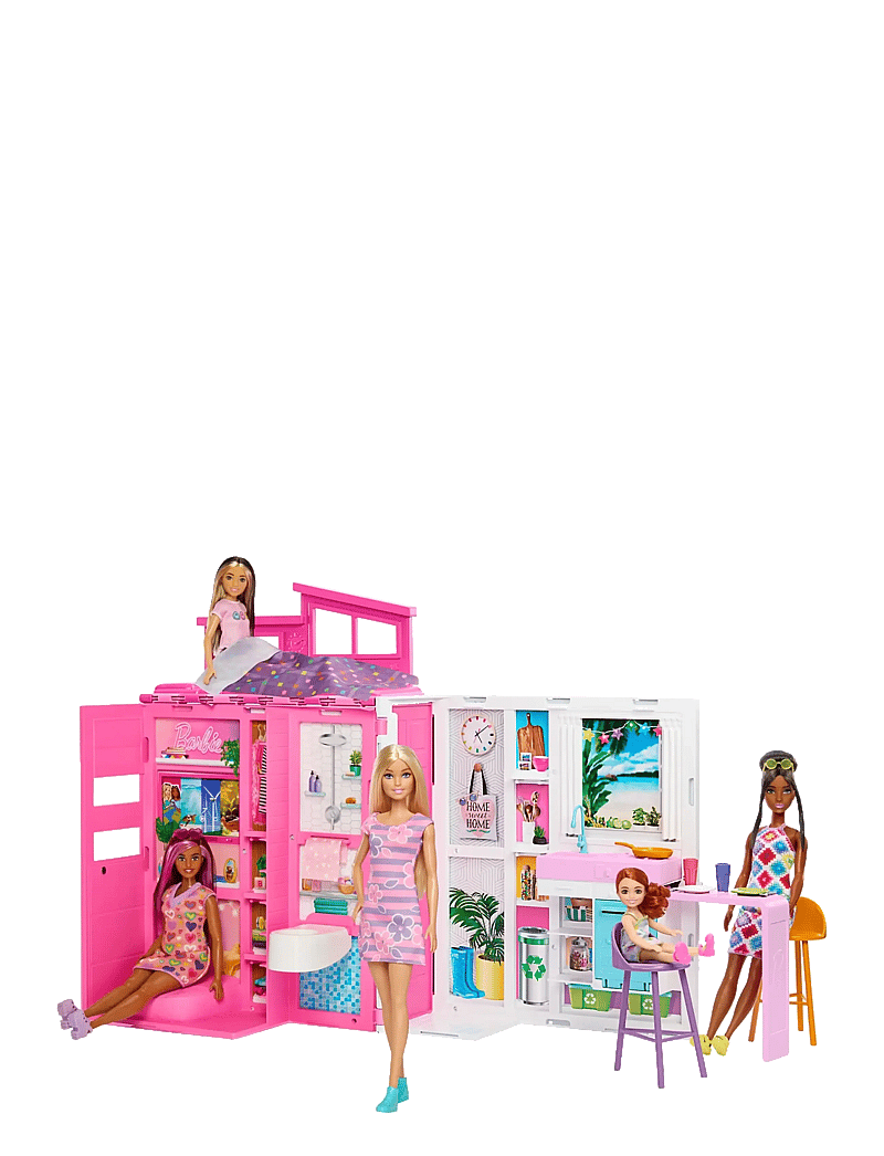 Barbie - Getaway Doll House with Doll, 4 Play Areas and 11 Decor Accessories - doll house accessories - multi color - 4