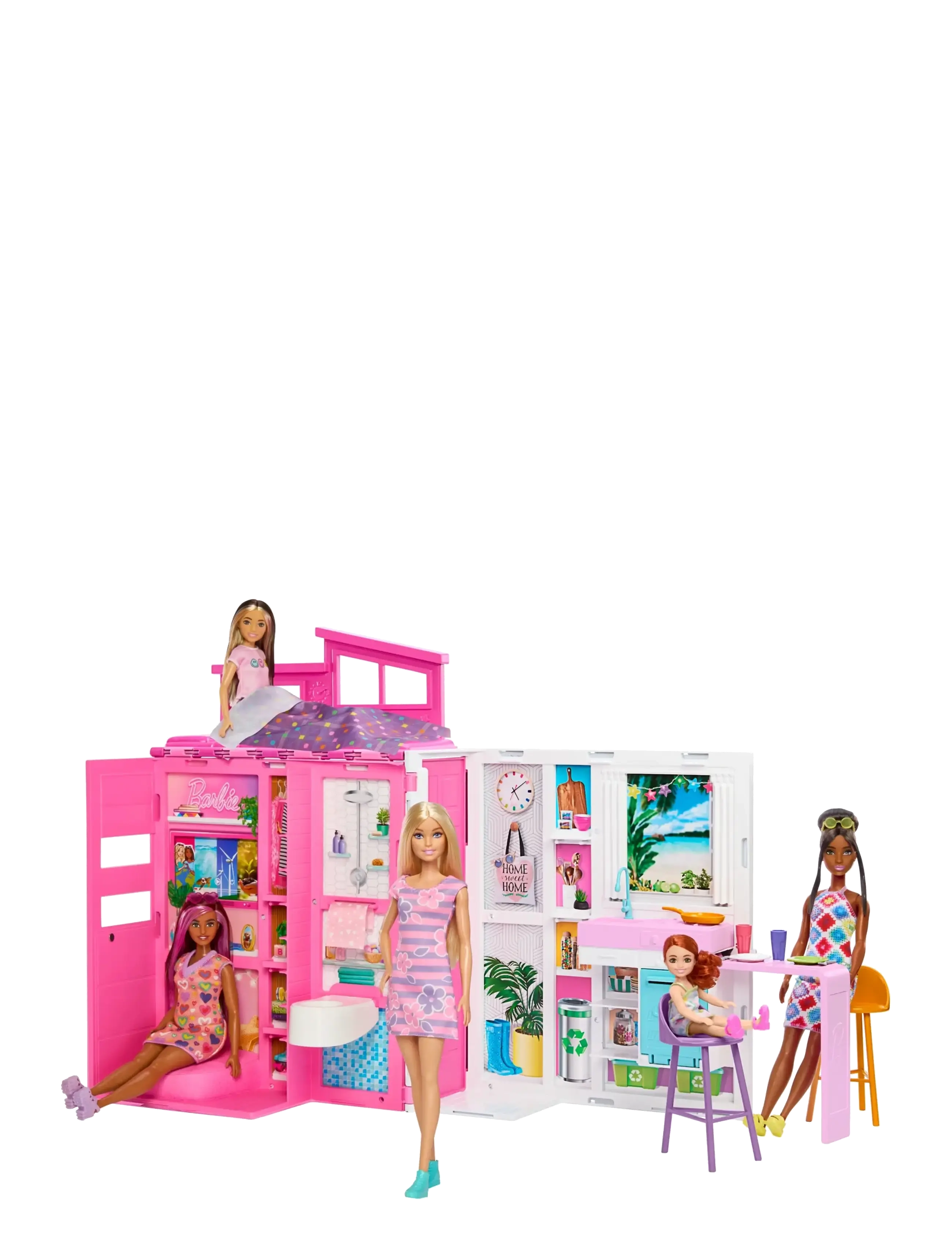 Barbie - Getaway Doll House with Doll, 4 Play Areas and 11 Decor Accessories - nukkekodin tarvikkeet - multi color - 4