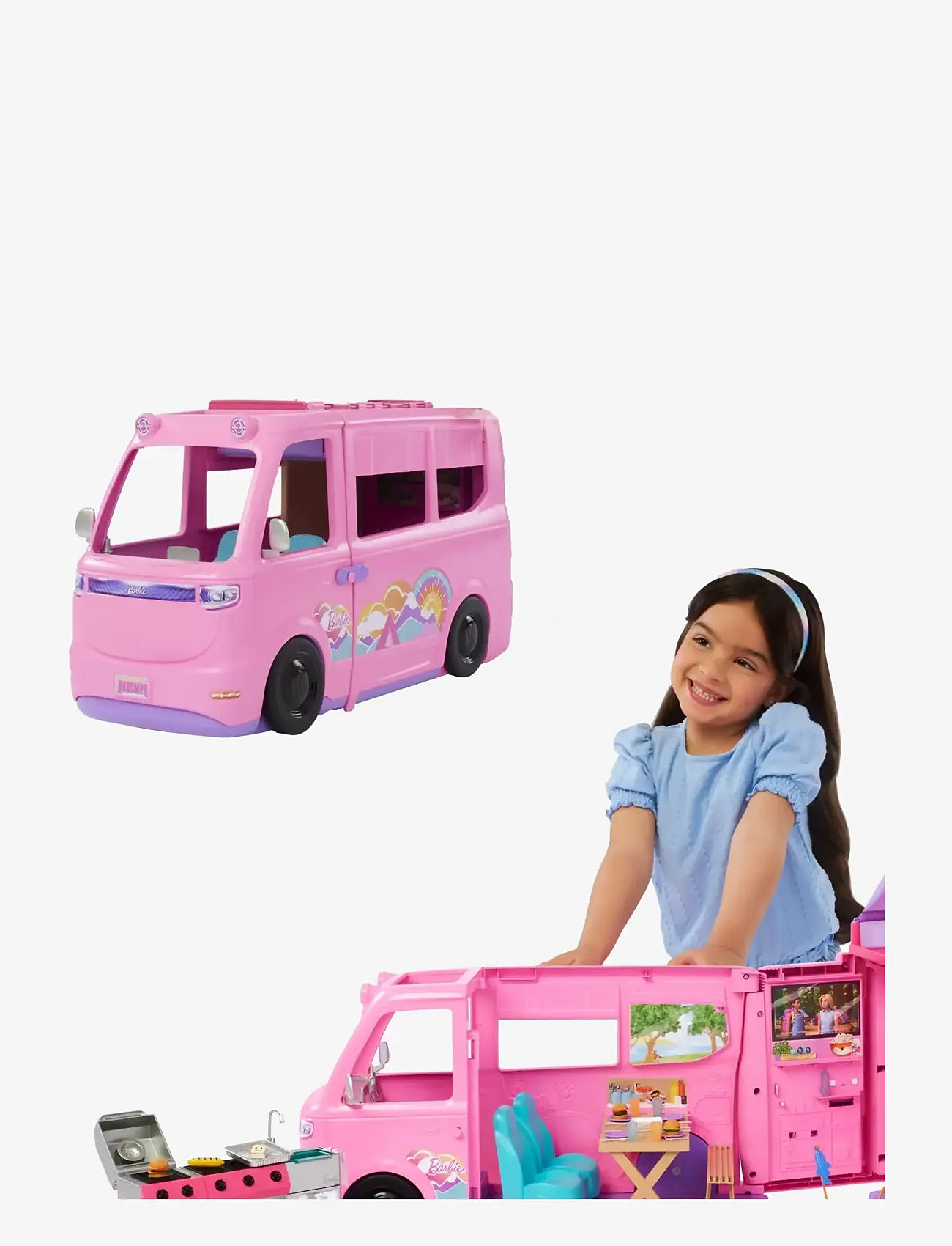Barbie - Dream Camper Playset with Roof Tent, BBQ Grill with Color-Change Feature & 60+ Accessories - spiel-sets - multi color - 1