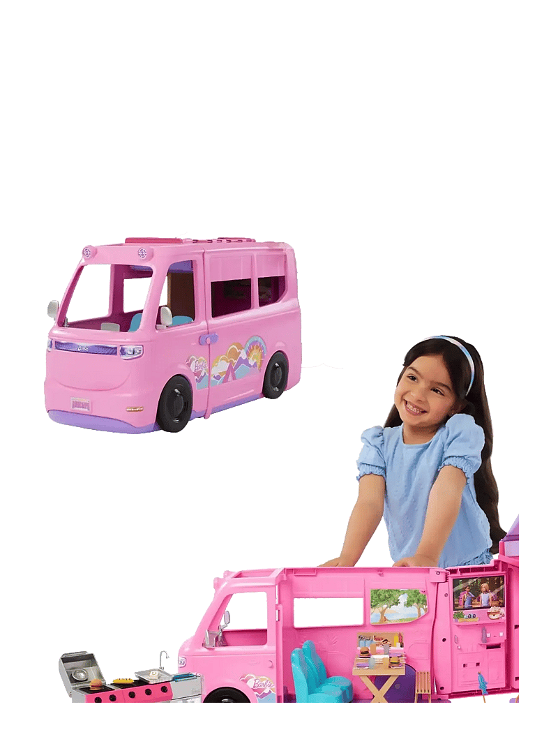Barbie - Dream Camper Playset with Roof Tent, BBQ Grill with Color-Change Feature & 60+ Accessories - spiel-sets - multi color - 1