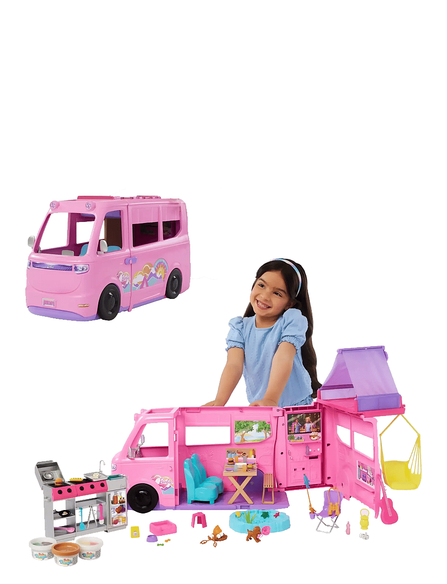 Barbie - Dream Camper Playset with Roof Tent, BBQ Grill with Color-Change Feature & 60+ Accessories - legesæt - multi color - 1