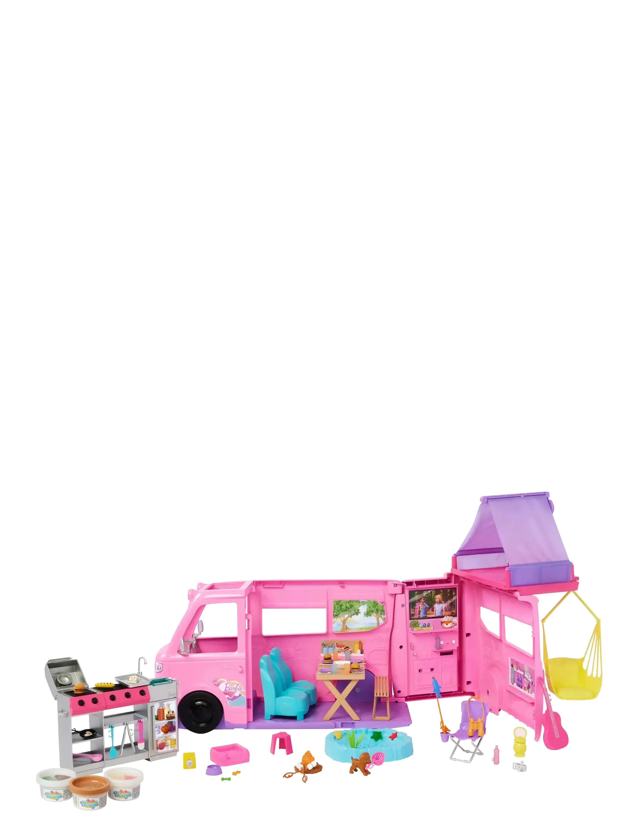Barbie - Dream Camper Playset with Roof Tent, BBQ Grill with Color-Change Feature & 60+ Accessories - multi color - 2