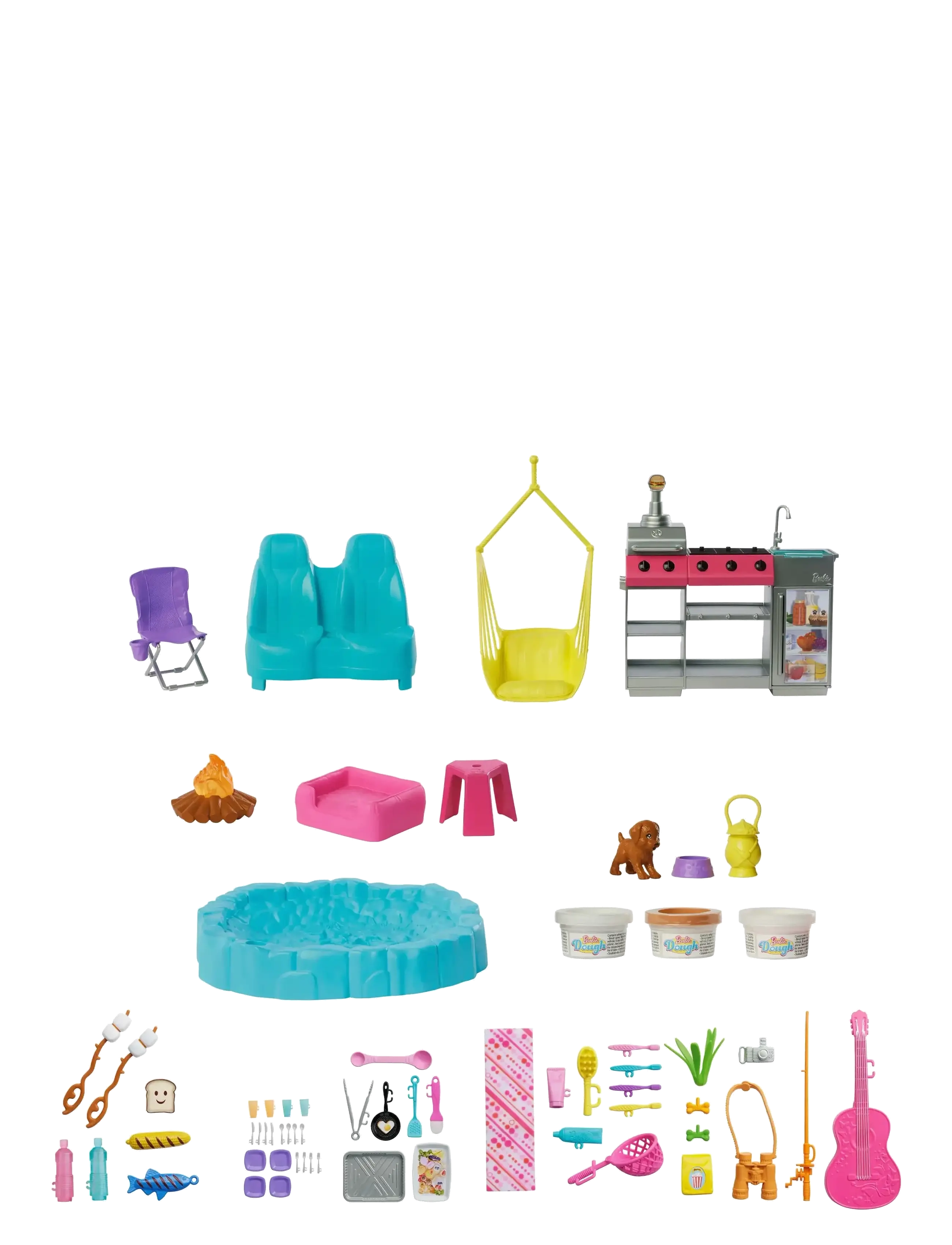 Barbie - Dream Camper Playset with Roof Tent, BBQ Grill with Color-Change Feature & 60+ Accessories - legesæt - multi color - 4