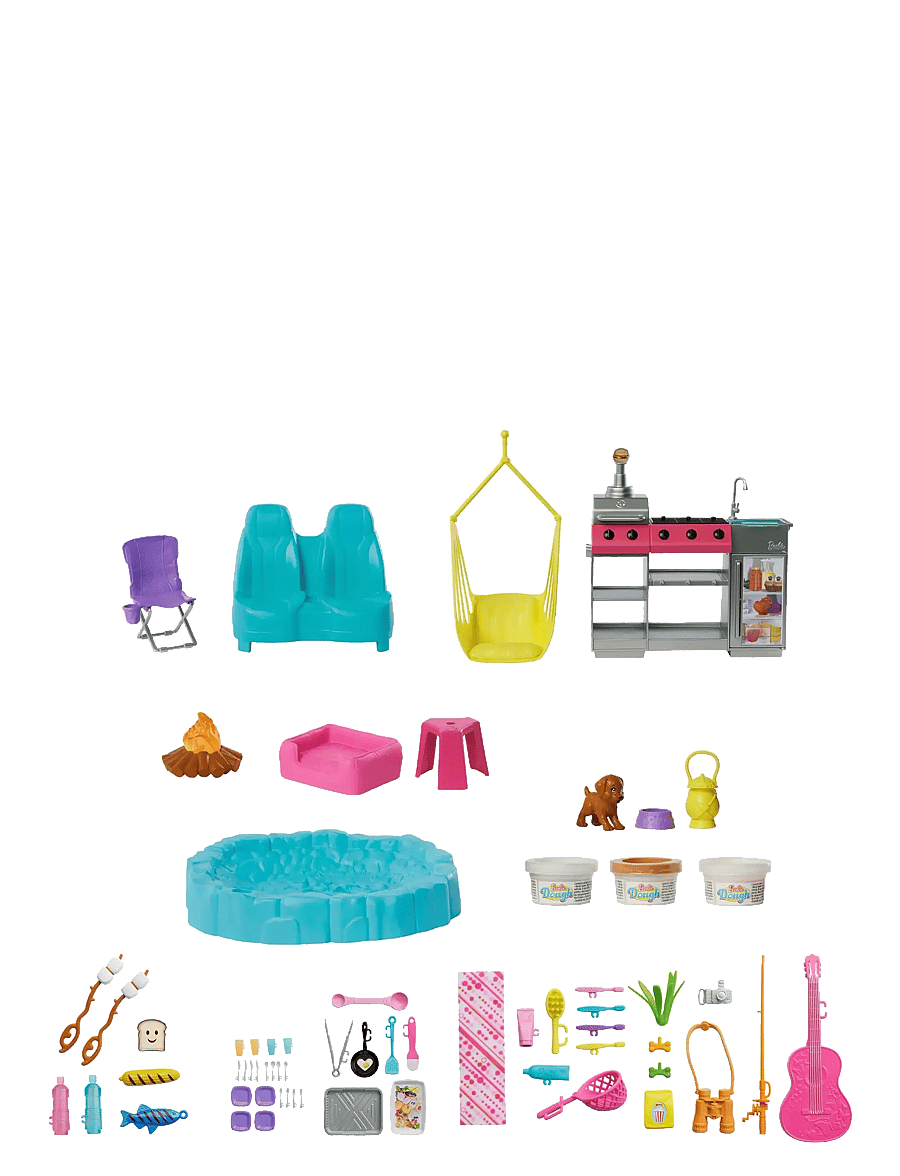 Barbie - Dream Camper Playset with Roof Tent, BBQ Grill with Color-Change Feature & 60+ Accessories - legesæt - multi color - 4