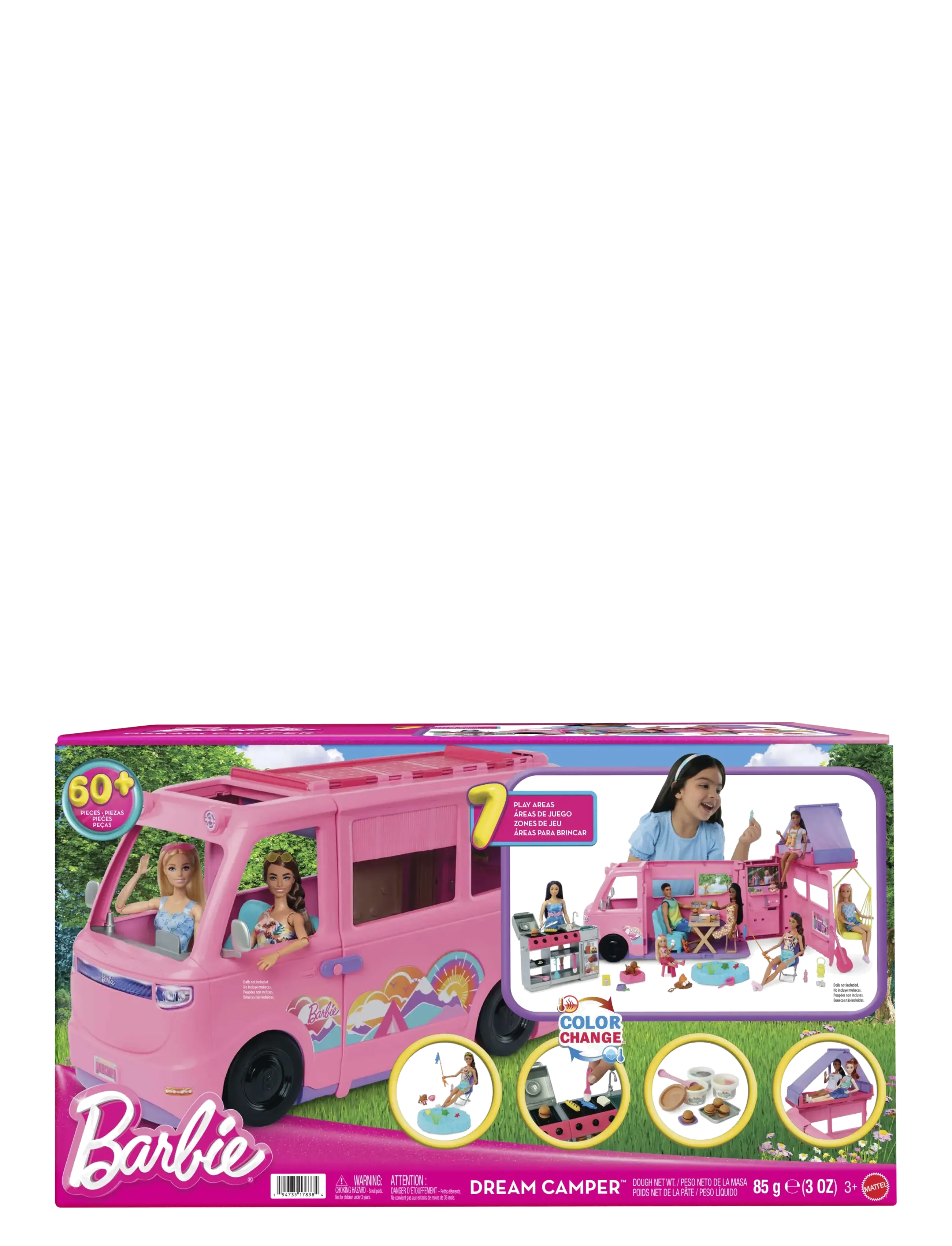 Barbie - Dream Camper Playset with Roof Tent, BBQ Grill with Color-Change Feature & 60+ Accessories - legesæt - multi color - 5