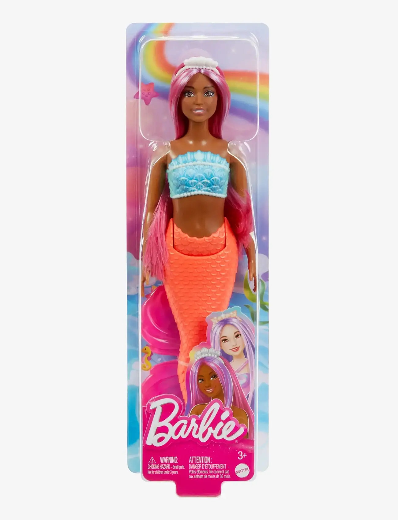 Barbie - A Touch of Magic Mermaid Doll with Magenta Hair, Tropical Red Tail and Headband Accessory - nukud - multi color - 3