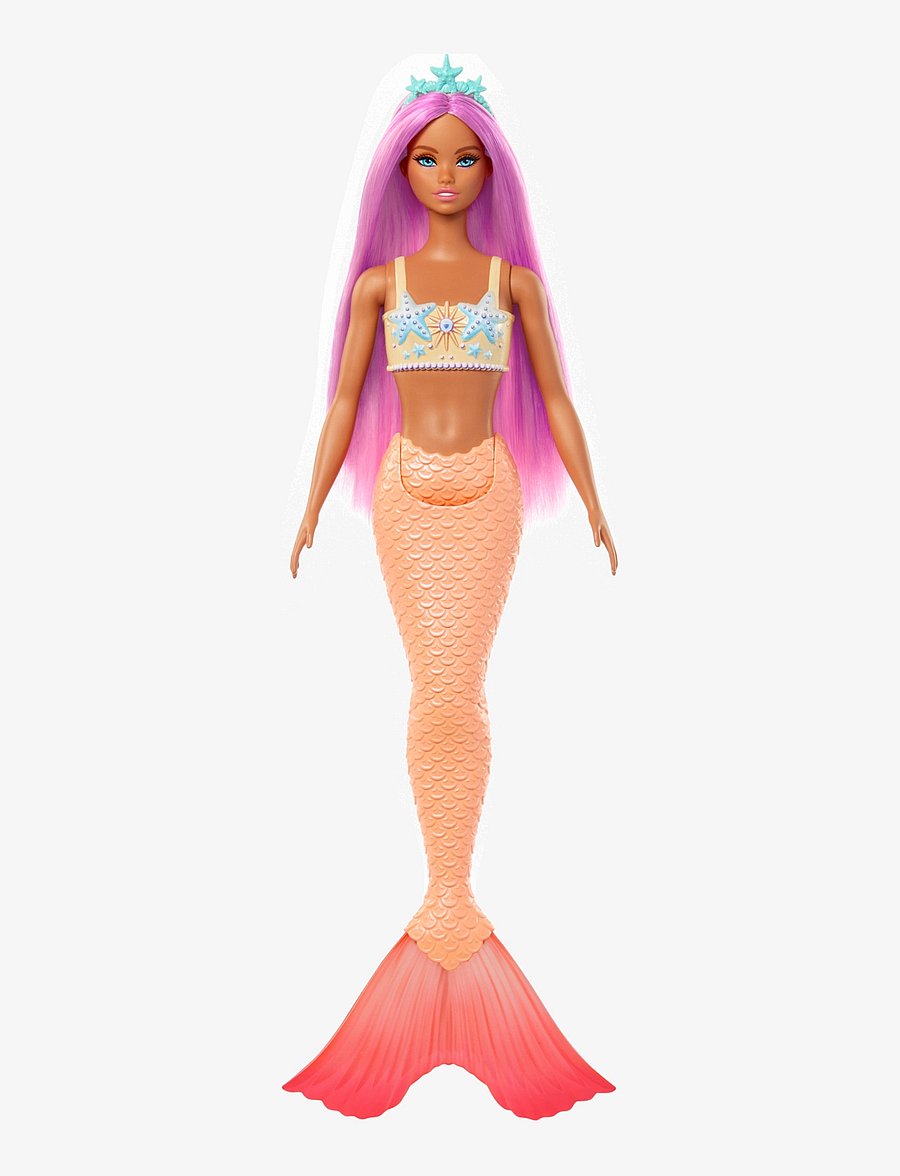 Barbie - A Touch of Magic Mermaid Doll with Pink Hair, Soft Orange Tail and Headband Accessory - multi color - 4
