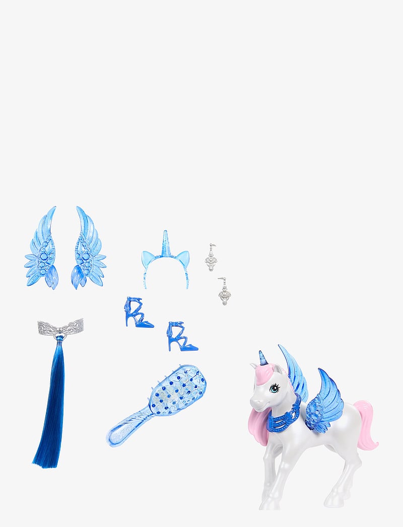 Barbie - A Touch of Magic Unicorn Toy, 65th Anniversary Doll with Blue Hair, Pink Gown & Pet Alicorn - nukud - multicolor - 2