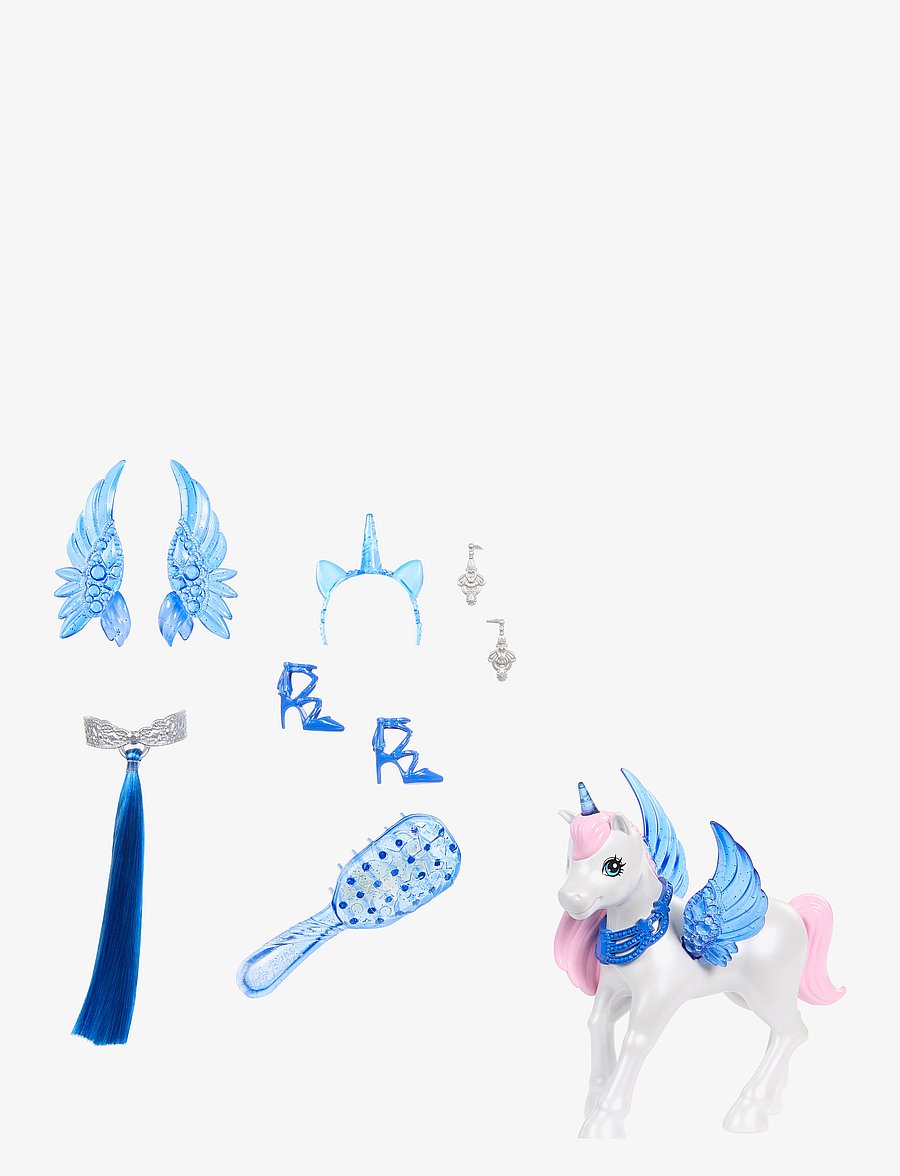 Barbie - A Touch of Magic Unicorn Toy, 65th Anniversary Doll with Blue Hair, Pink Gown & Pet Alicorn - puppen - multicolor - 2