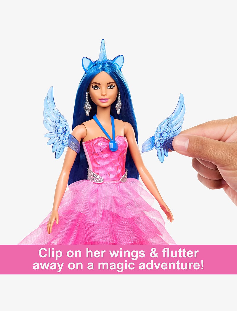 Barbie - A Touch of Magic Unicorn Toy, 65th Anniversary Doll with Blue Hair, Pink Gown & Pet Alicorn - nukud - multicolor - 3
