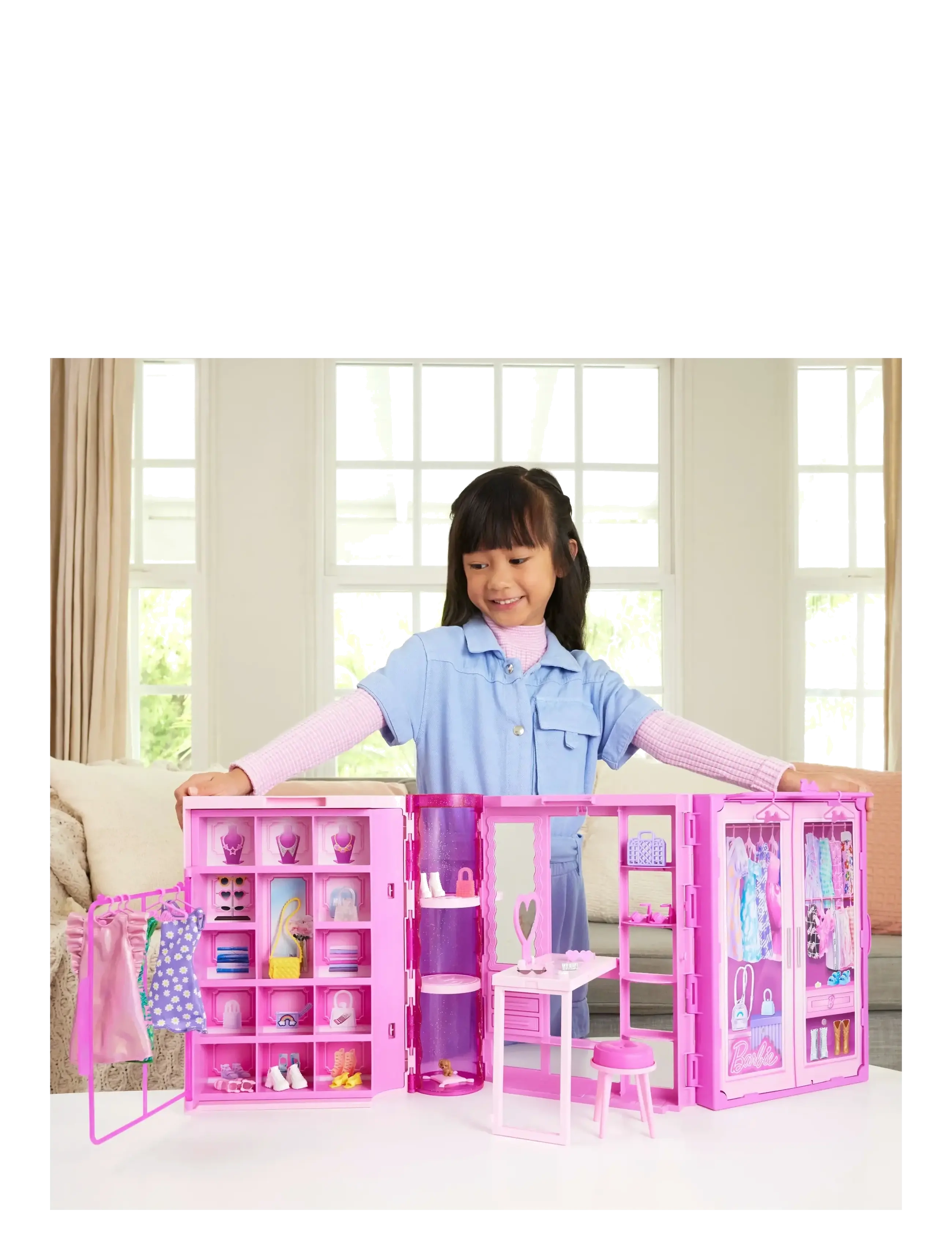 Barbie - Dream Closet Toy Playset with Fashion Doll, Clothes, & Accessories, 3-ft-Wide with 25+ Pieces - dúkkur - multicolor - 2