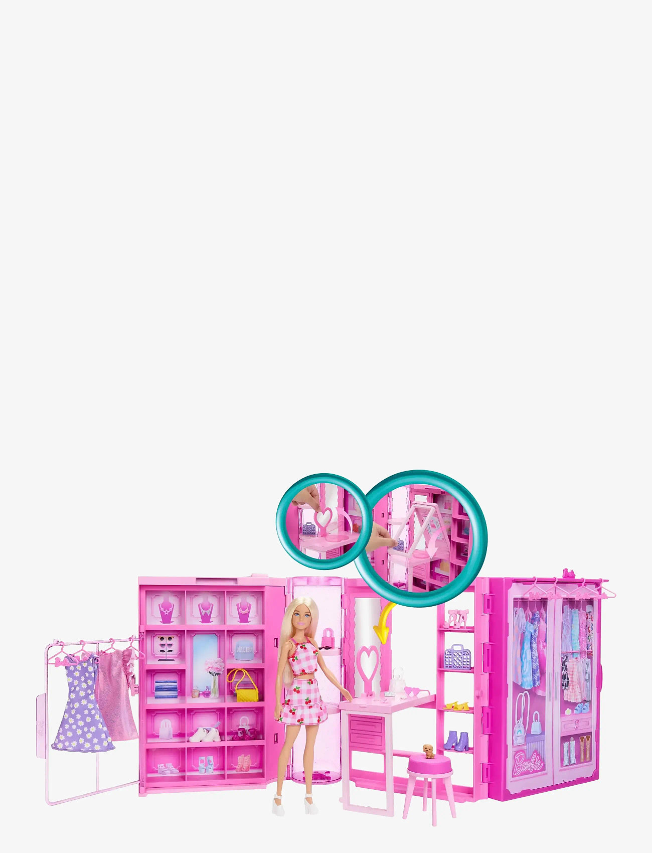 Barbie - Dream Closet Toy Playset with Fashion Doll, Clothes, & Accessories, 3-ft-Wide with 25+ Pieces - dukker - multicolor - 4