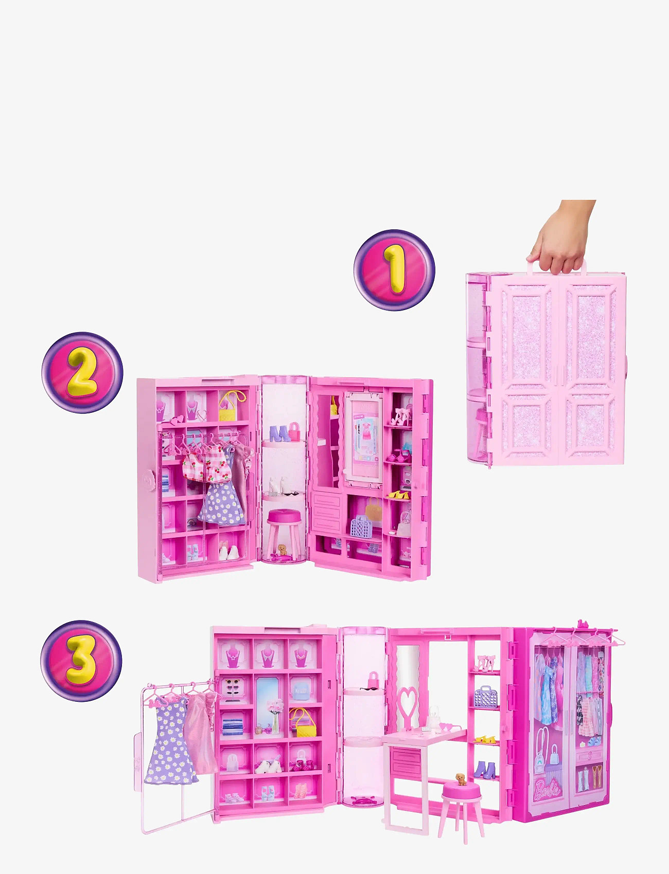Barbie - Dream Closet Toy Playset with Fashion Doll, Clothes, & Accessories, 3-ft-Wide with 25+ Pieces - dukker - multicolor - 5
