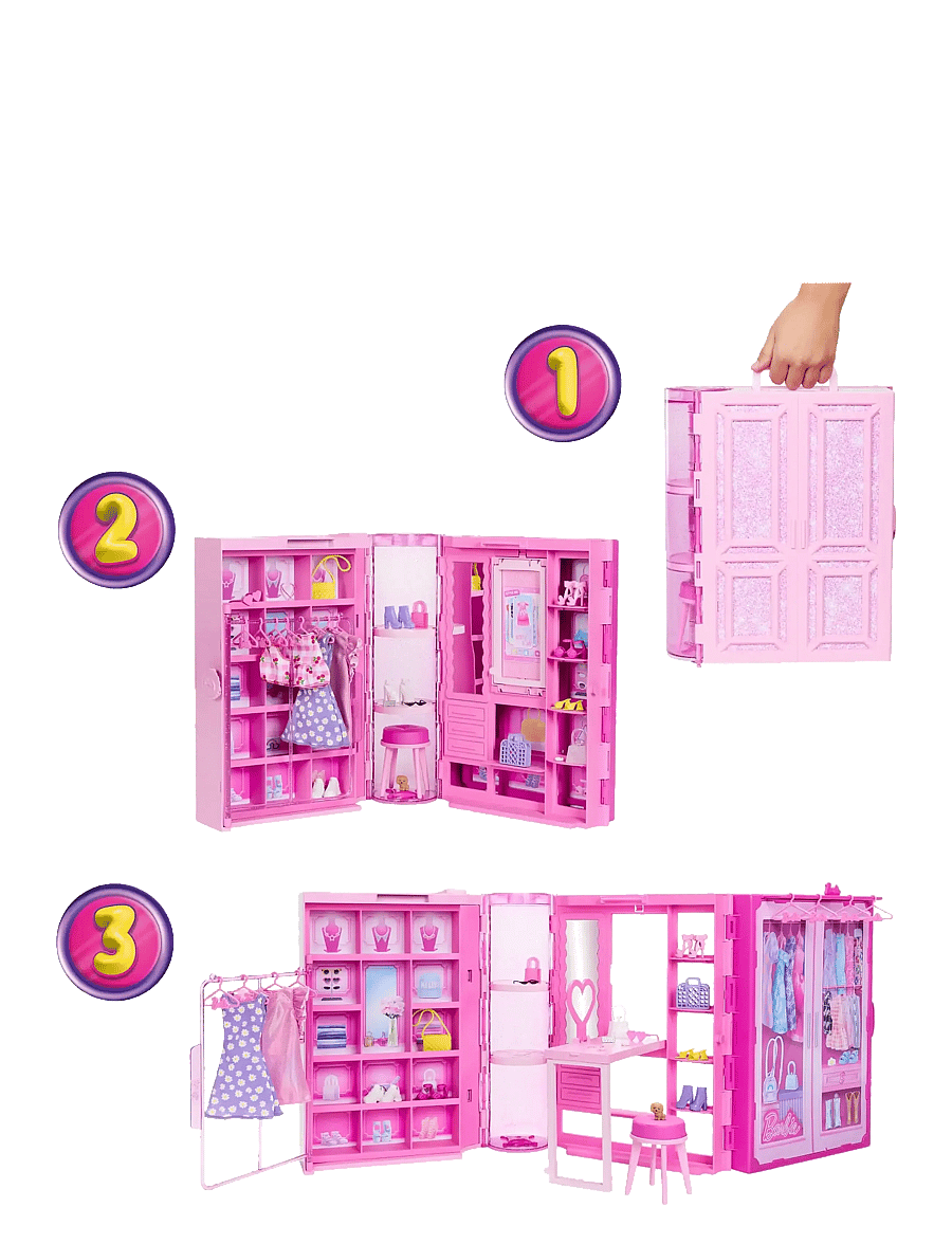 Barbie - Dream Closet Toy Playset with Fashion Doll, Clothes, & Accessories, 3-ft-Wide with 25+ Pieces - dúkkur - multicolor - 4