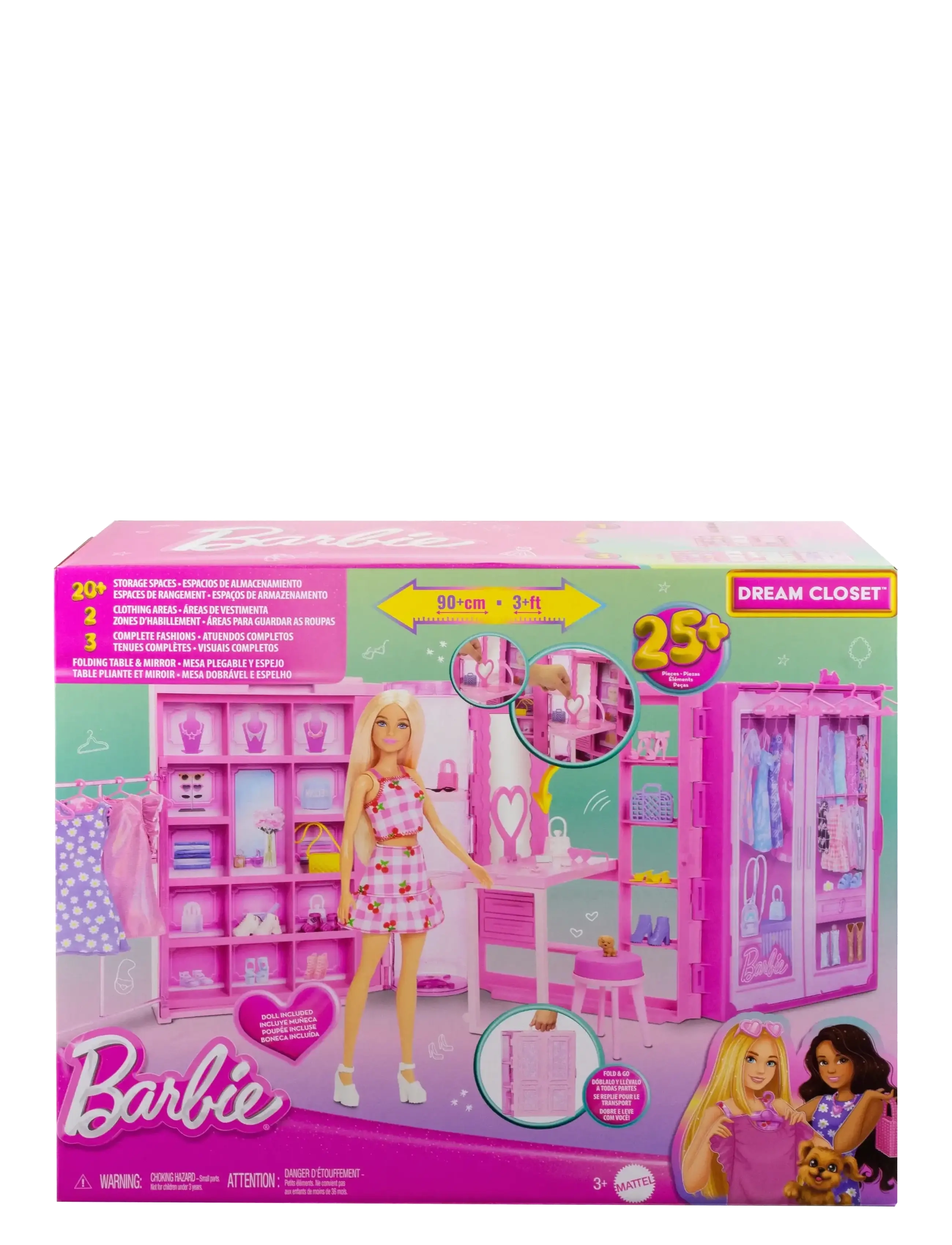 Barbie - Dream Closet Toy Playset with Fashion Doll, Clothes, & Accessories, 3-ft-Wide with 25+ Pieces - dúkkur - multicolor - 5