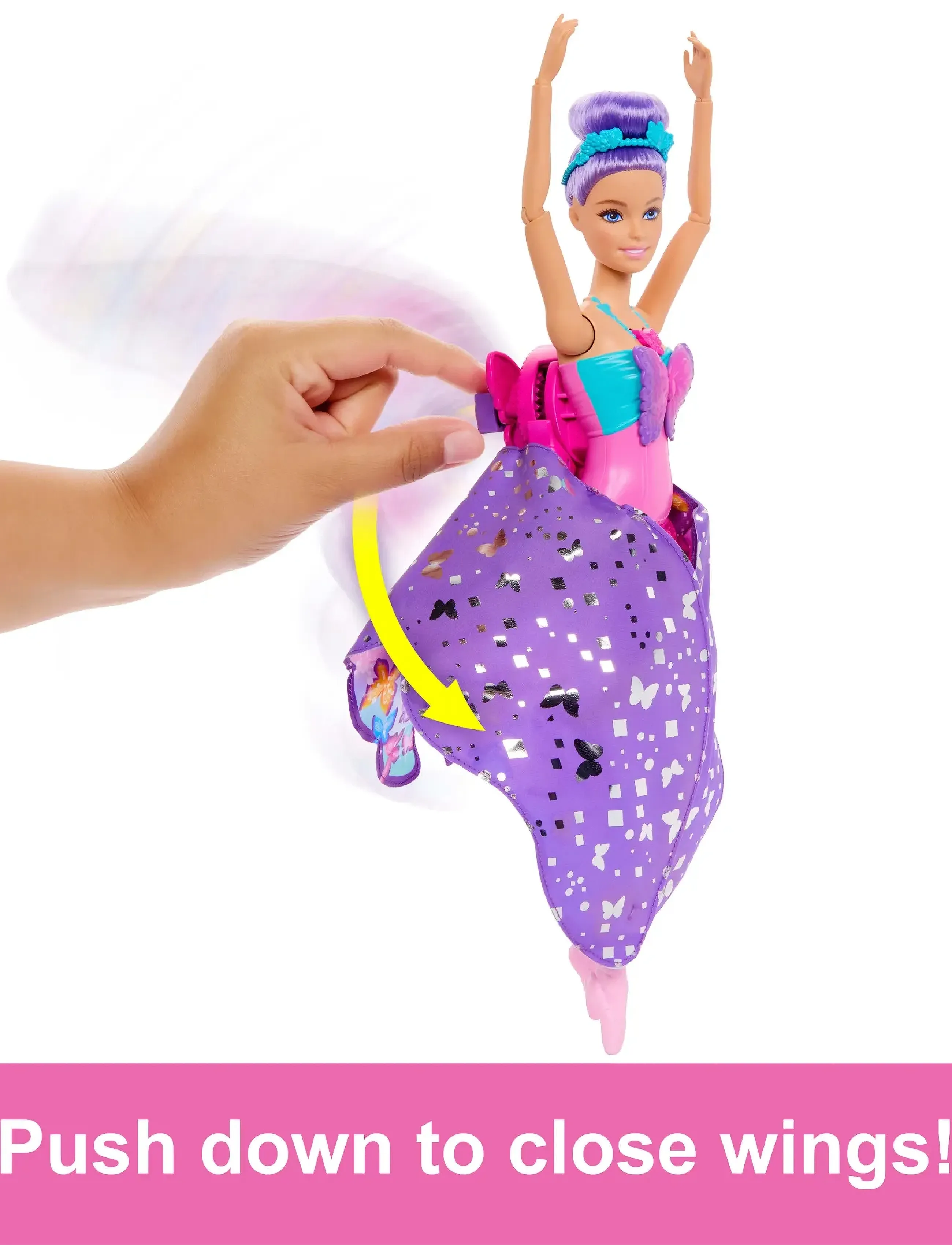Barbie Dance And Flutter Doll With 2-In-1 Transformation From Dancer To Butterfly, Purple Hair, Børn, Dolls, Multi/mønstret, Str: ONE SIZE