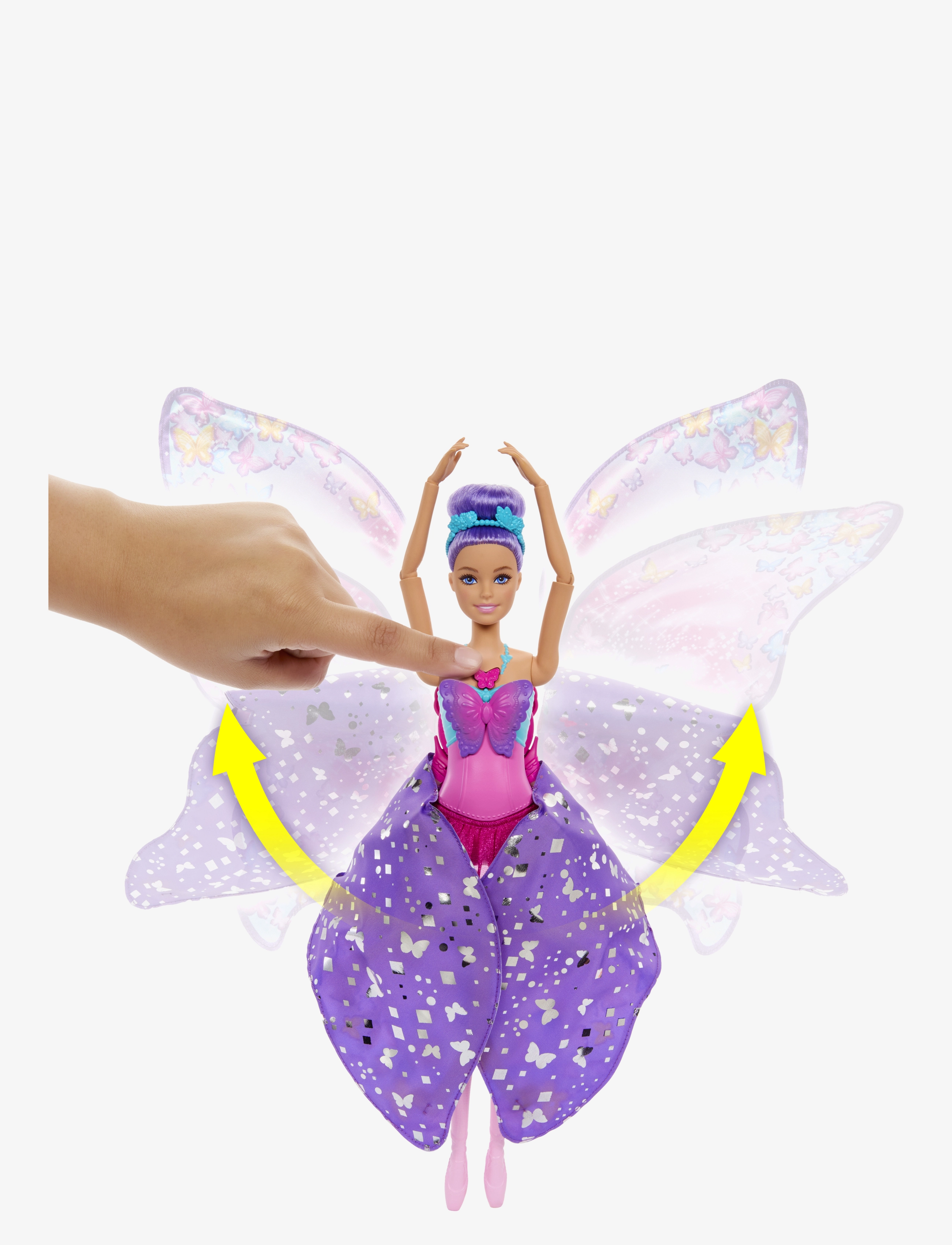 Barbie - Dance and Flutter Doll with 2-in-1 Transformation from Dancer to Butterfly, Purple Hair - dukker - multicolor - 2