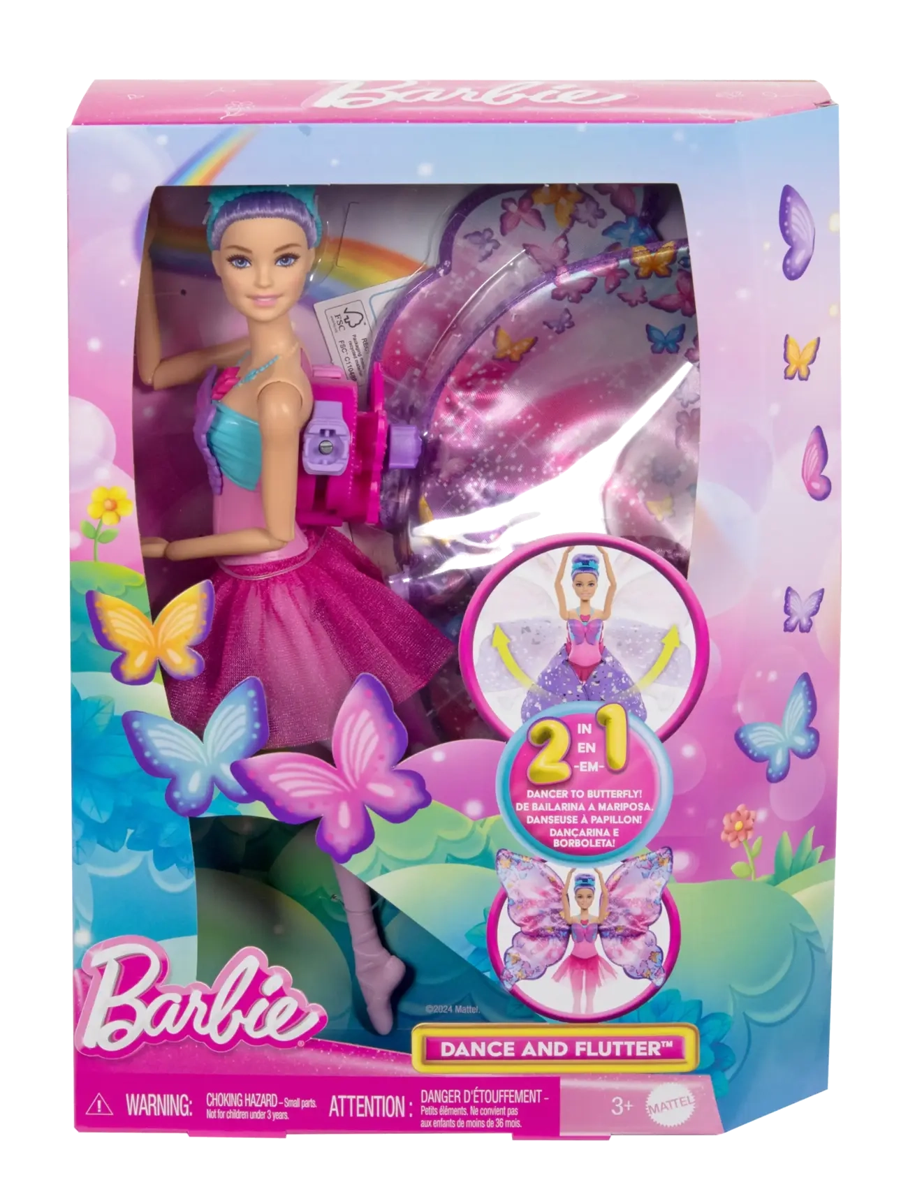 Barbie - Dance and Flutter Doll with 2-in-1 Transformation from Dancer to Butterfly, Purple Hair - die niedrigsten preise - multicolor - 5