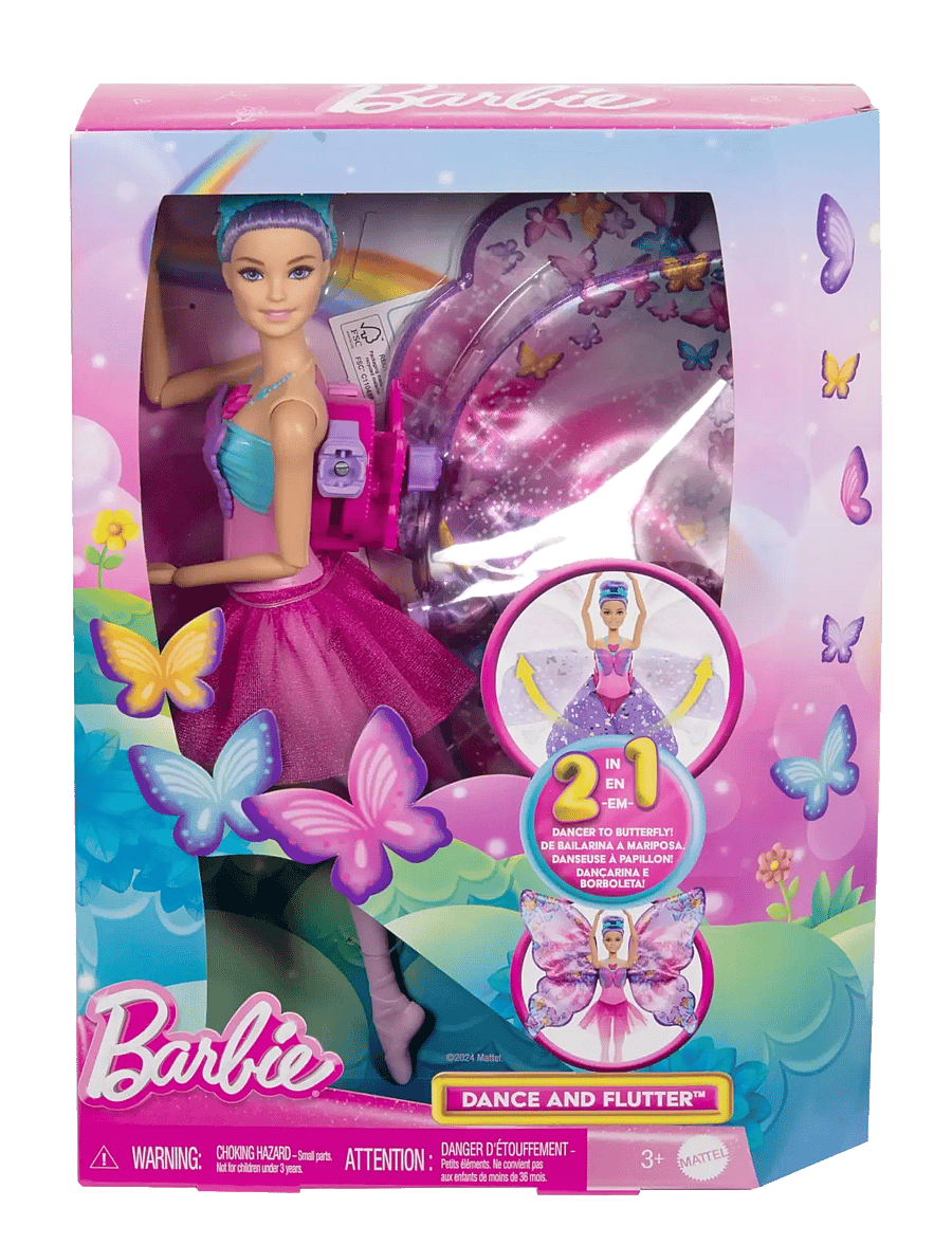 Barbie - Dance and Flutter Doll with 2-in-1 Transformation from Dancer to Butterfly, Purple Hair - die niedrigsten preise - multicolor - 5