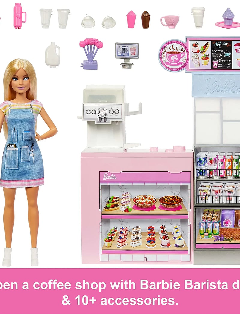 Barbie Coffee Shop Playset With Blonde Barista Doll, Working