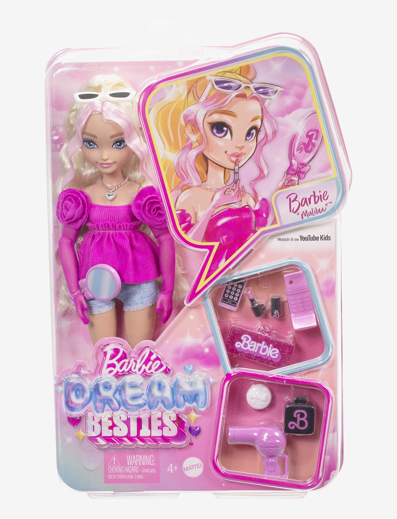 Barbie - Dream Besties “Malibu” Fashion Doll with 8 Makeup & Hair Themed Accessories - dolls - multicolor - 3